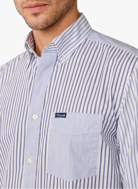 Chemise à rayures en coton | Bleu by FACONNABLE Chemise à rayures en coton Bleu