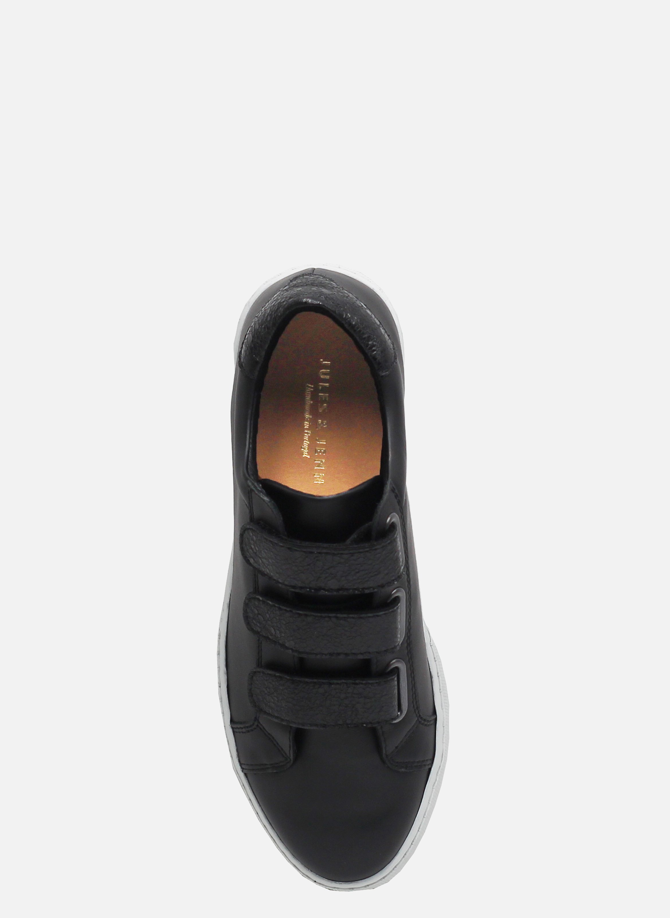 Baskets à scratch cuir lisse JULES & JENN Noir