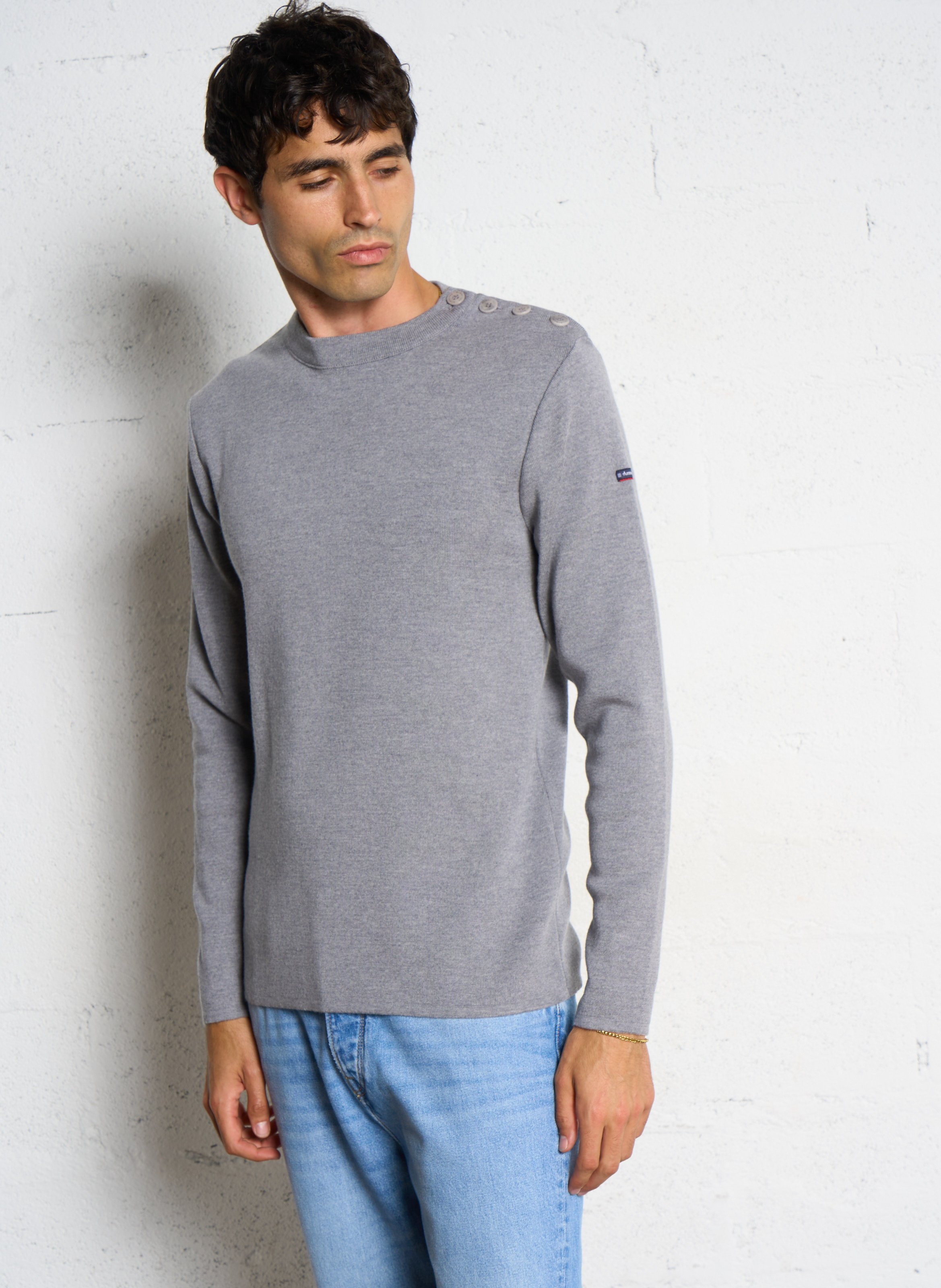 Pull col rond regular fit en laine goulenez ARMOR-LUX Gris