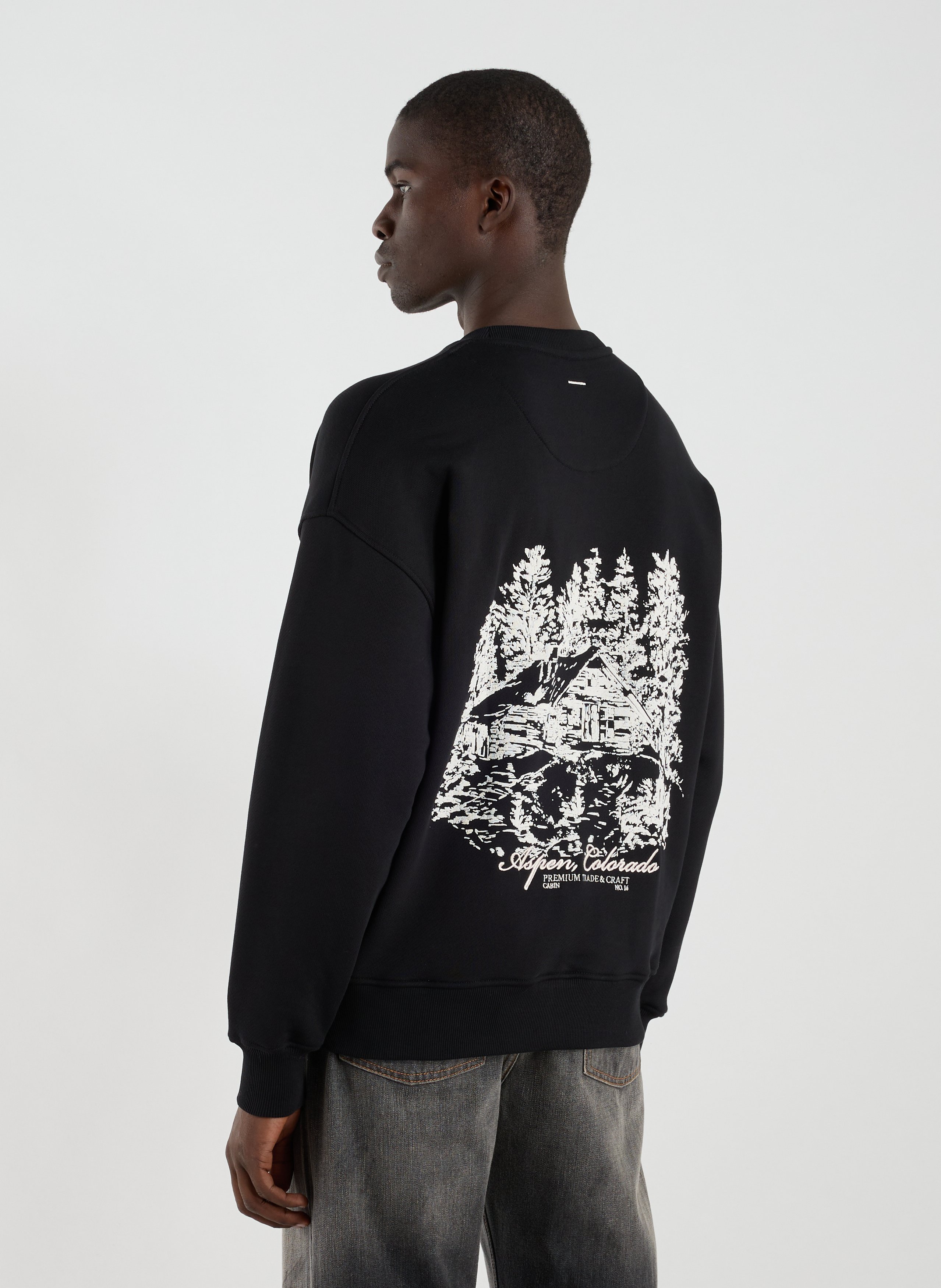 Oversized embroidered cotton sweatshirt ONLY THE BLIND Black