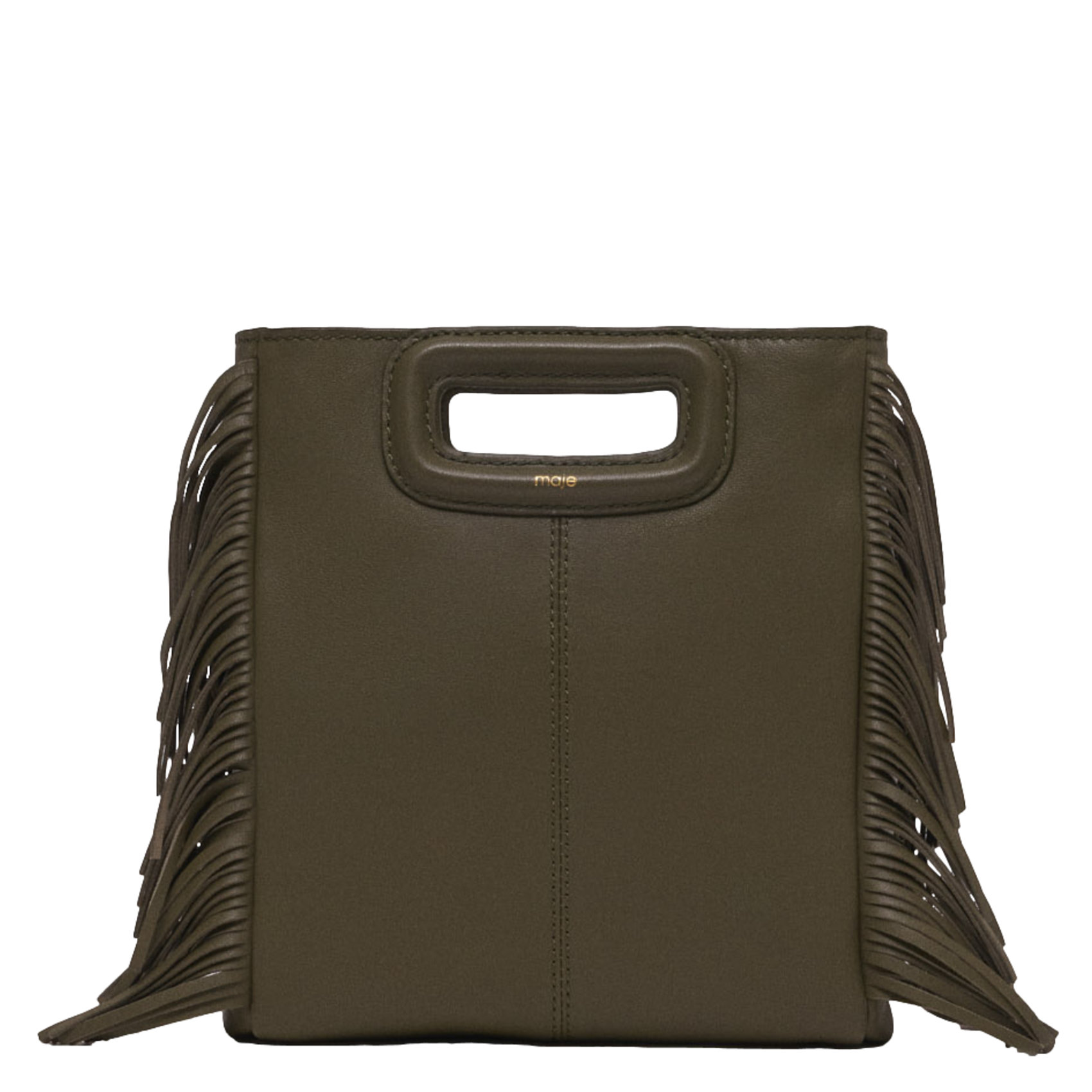 Sac bandoulière en cuir lisse m MAJE Kaki