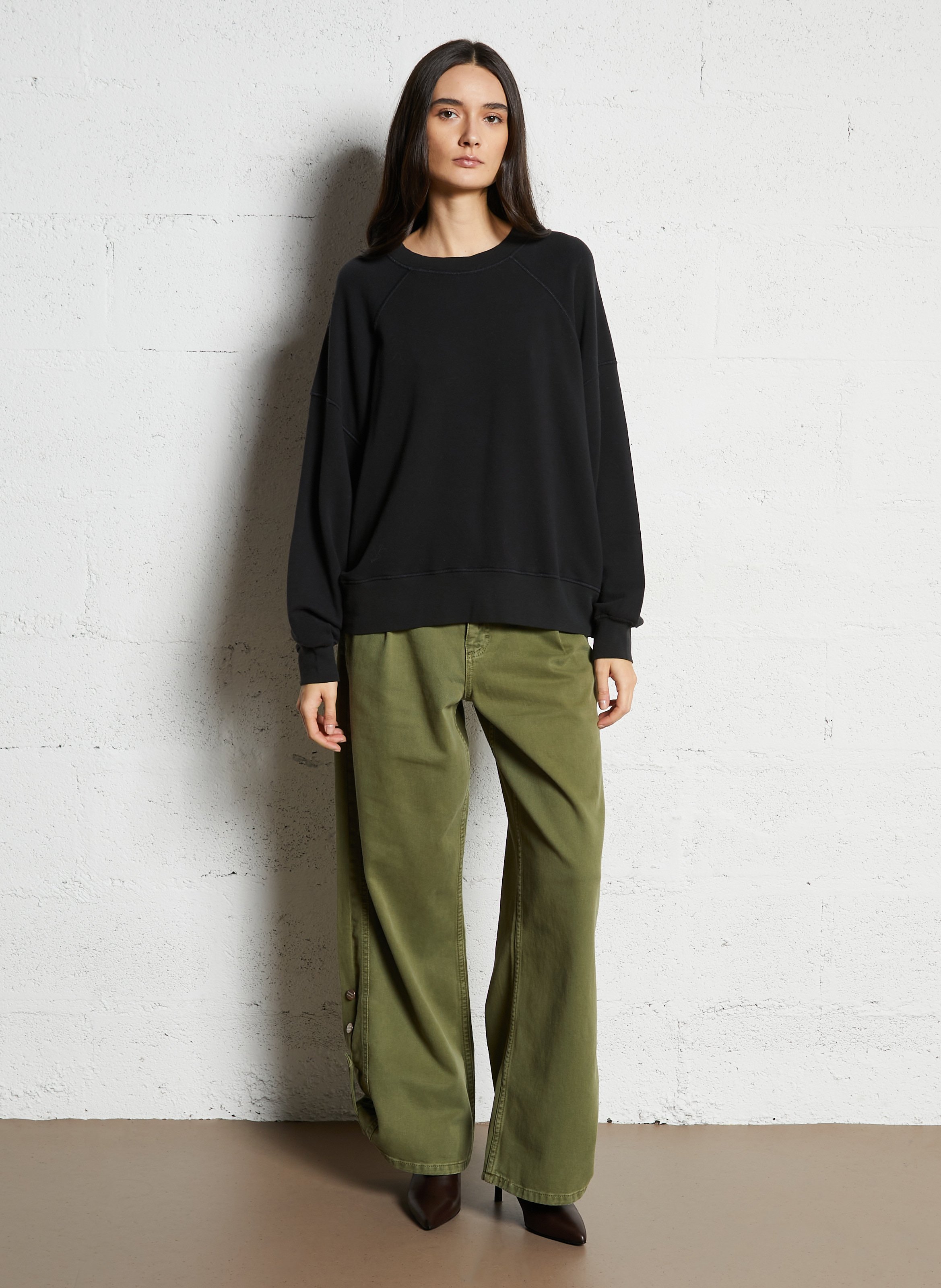 Sweat oversize col rond en coton mélangé atubay AMERICAN VINTAGE Noir