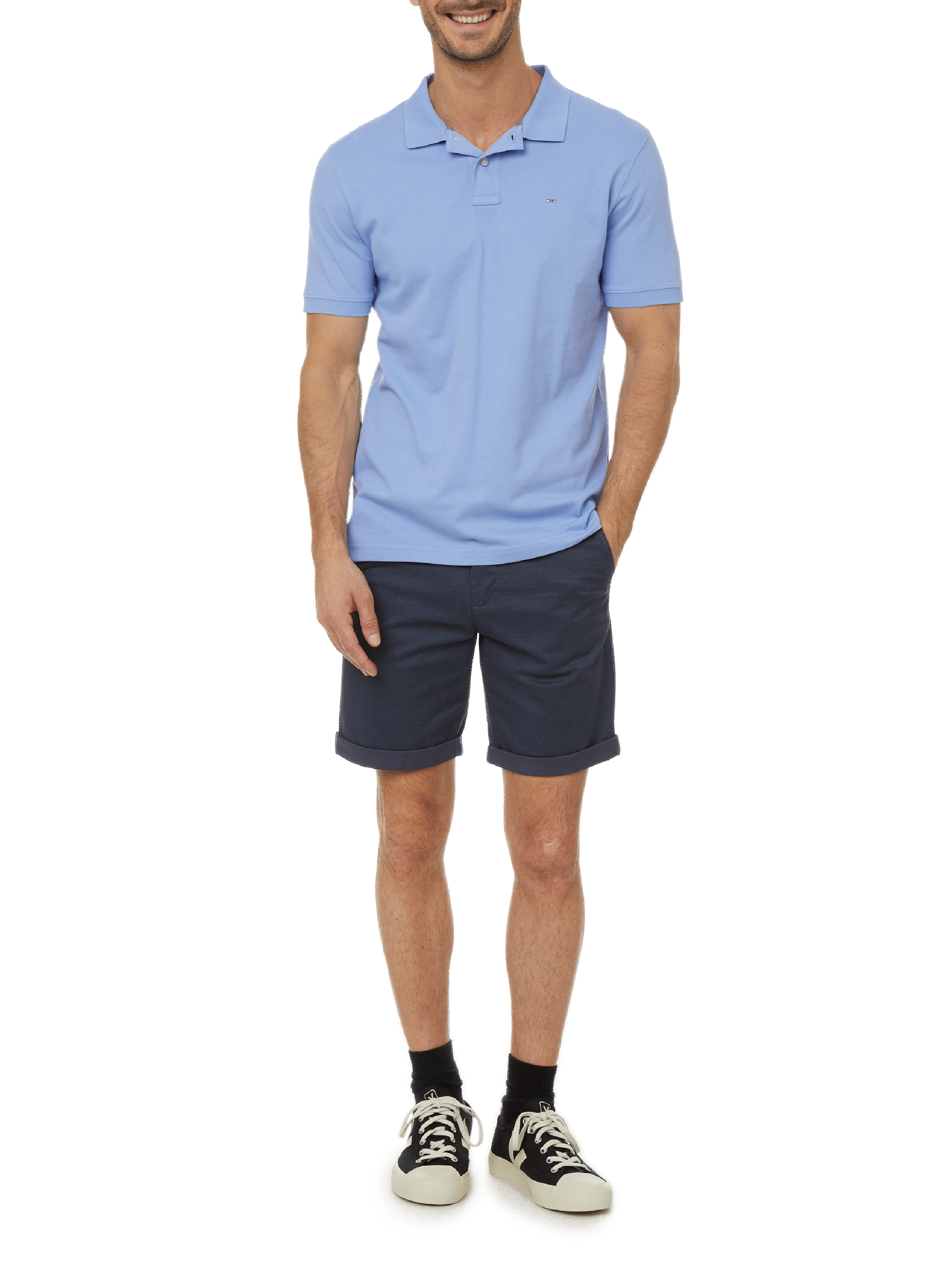 Plain cotton piqué polo shirt EDEN PARK Blue