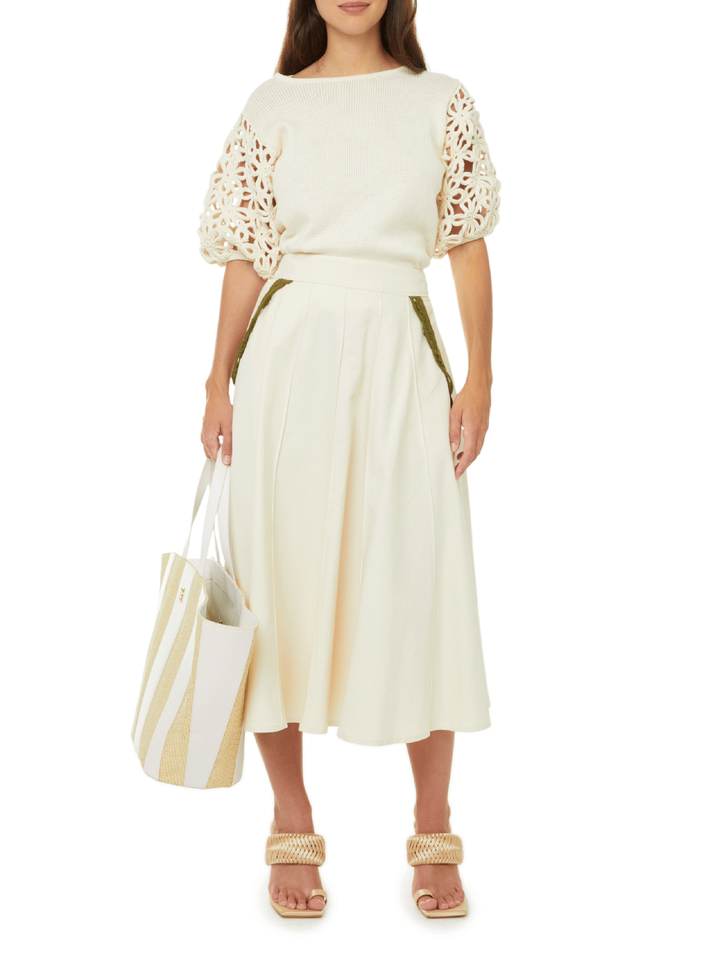 Top Maria en maille et crochet STELLA PARDO Beige