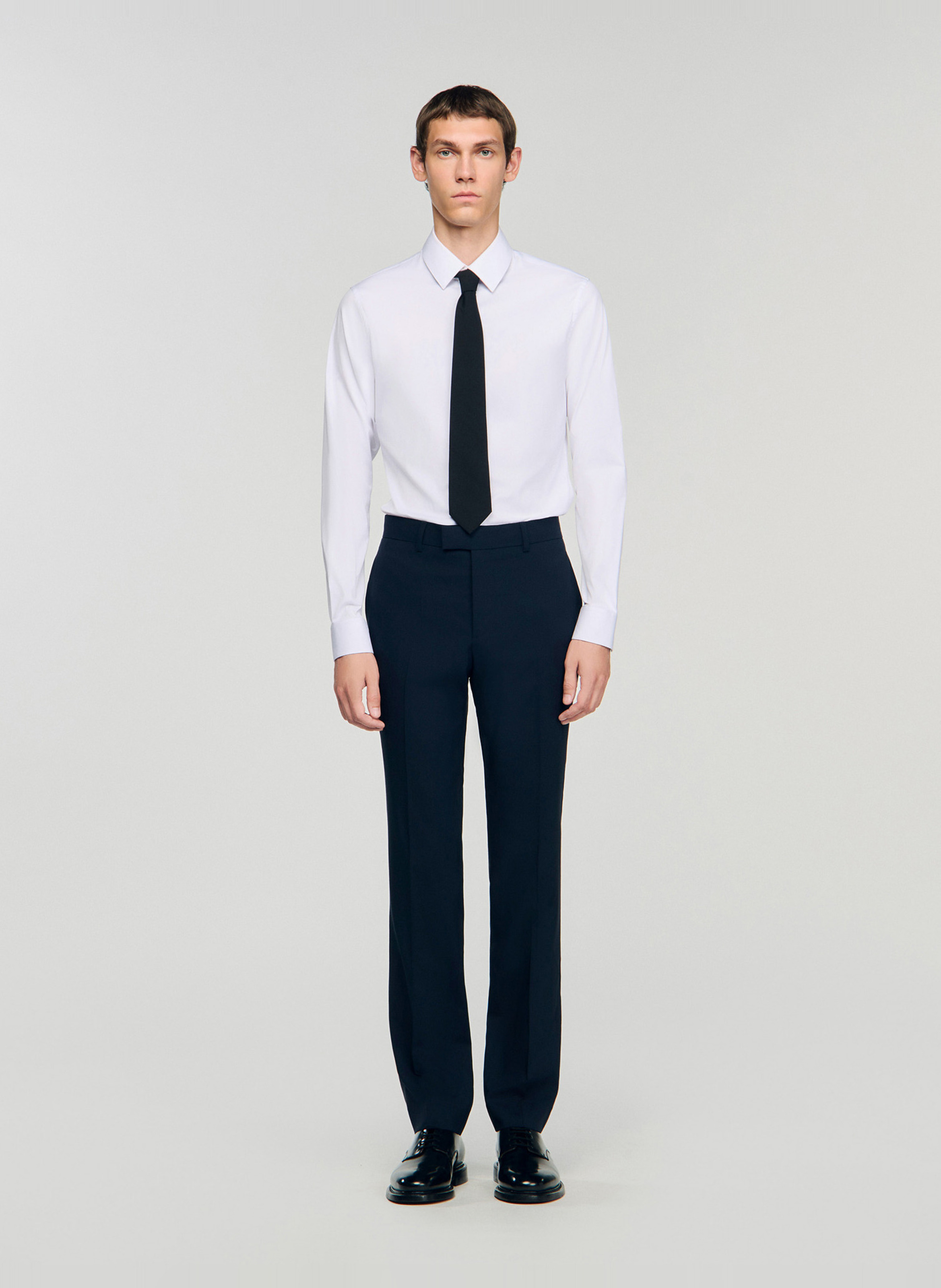 Pantalon de costume en laine SANDRO Bleu