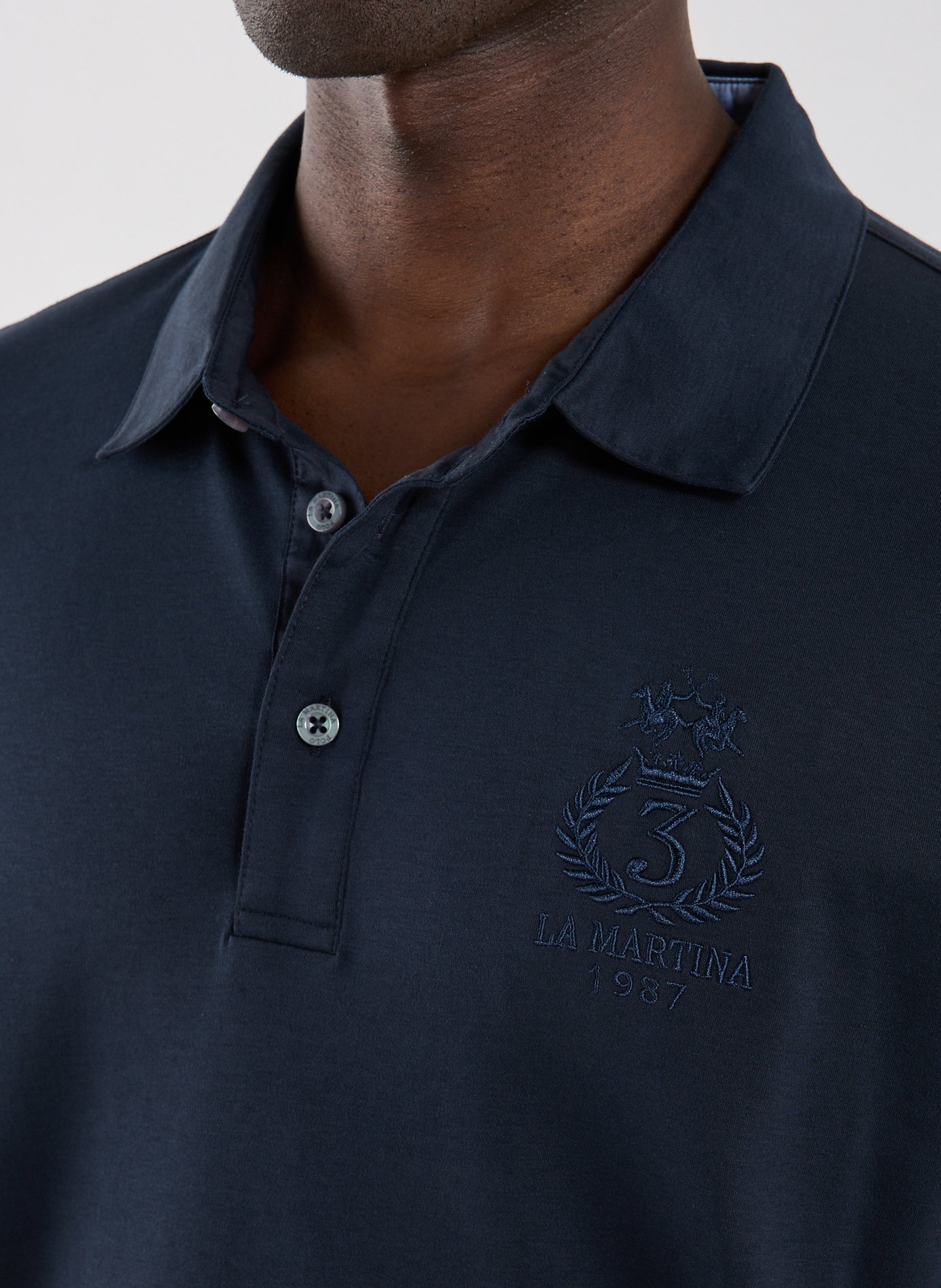 Polo à manches longues en coton LA MARTINA Bleu