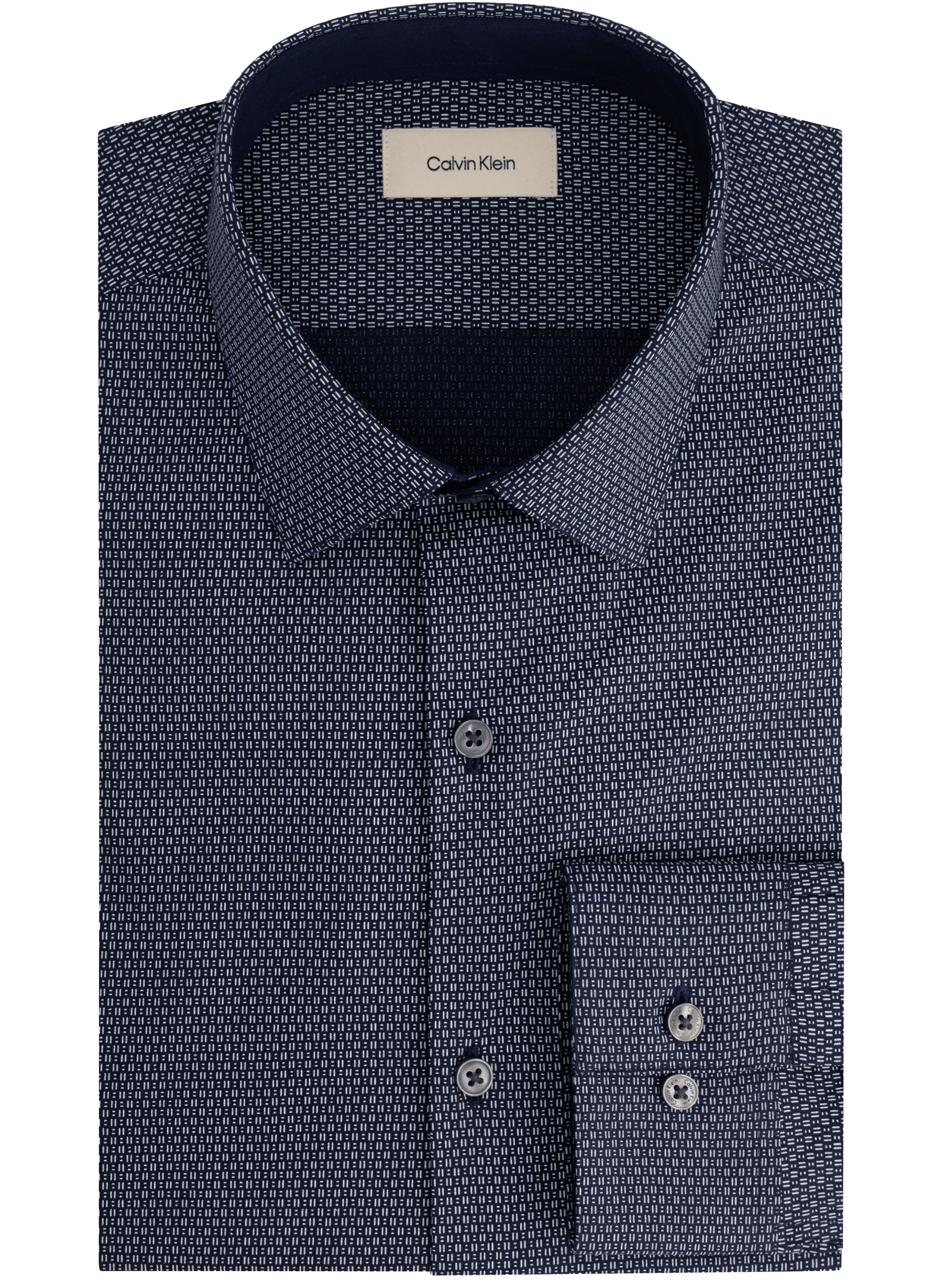 Chemise slim fantaisie en coton CALVIN KLEIN Bleu