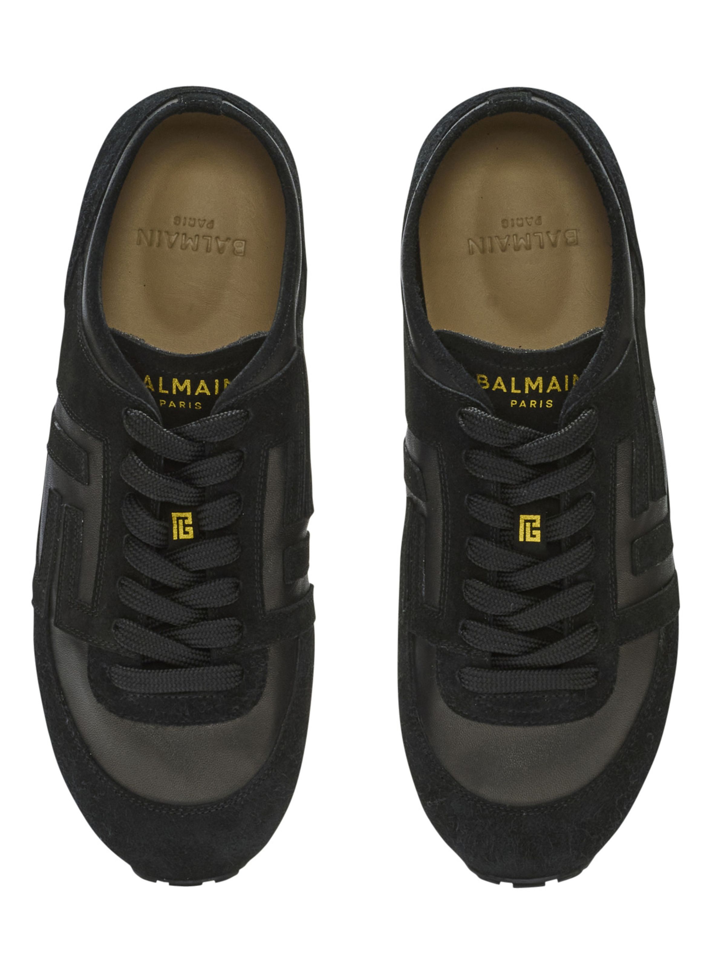 Baskets racer 45 en daim et agneau BALMAIN Noir