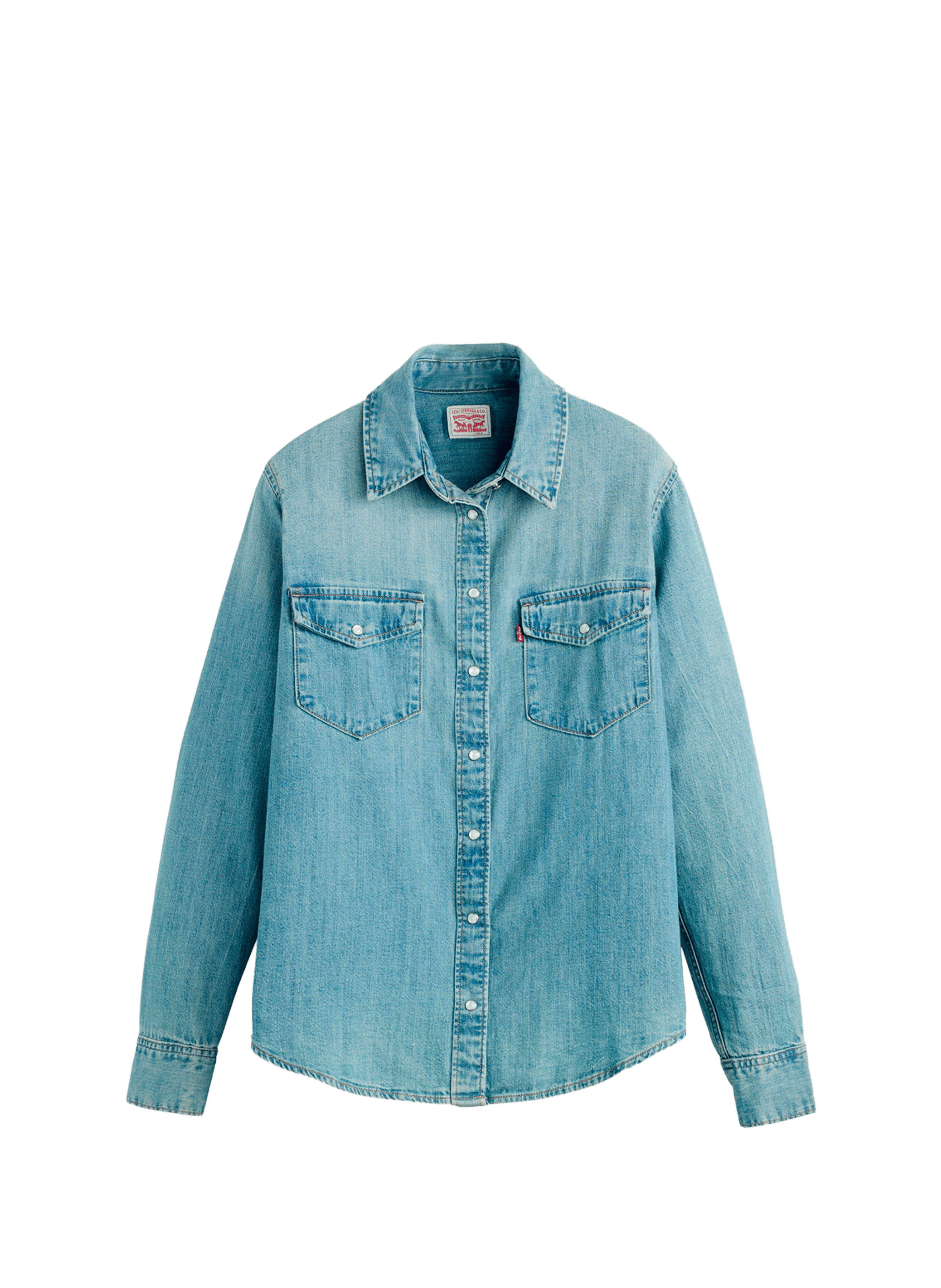 Chemise droite en denim de coton LEVI'S Bleu