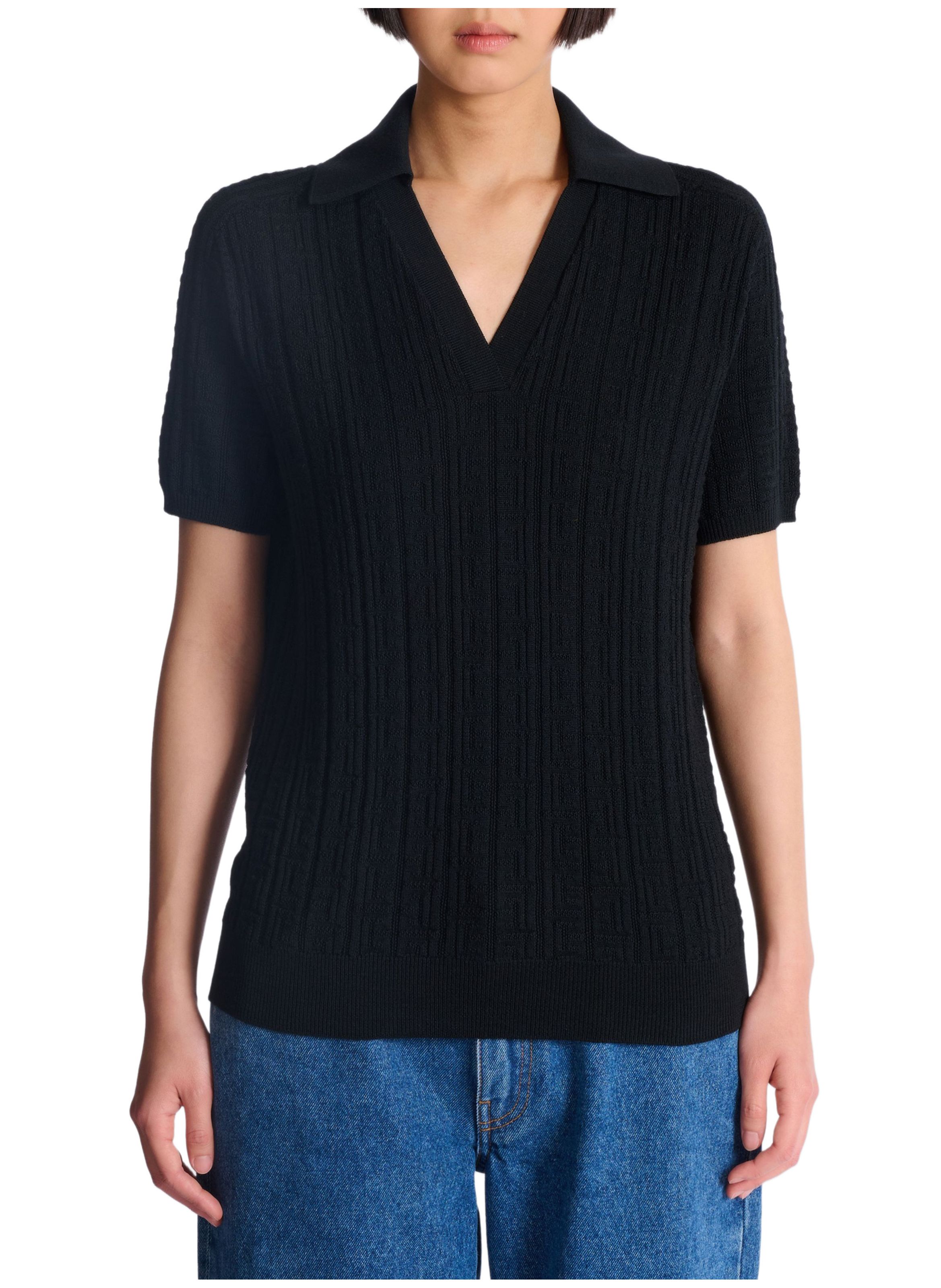 Polo en maille monogramme BALMAIN Noir
