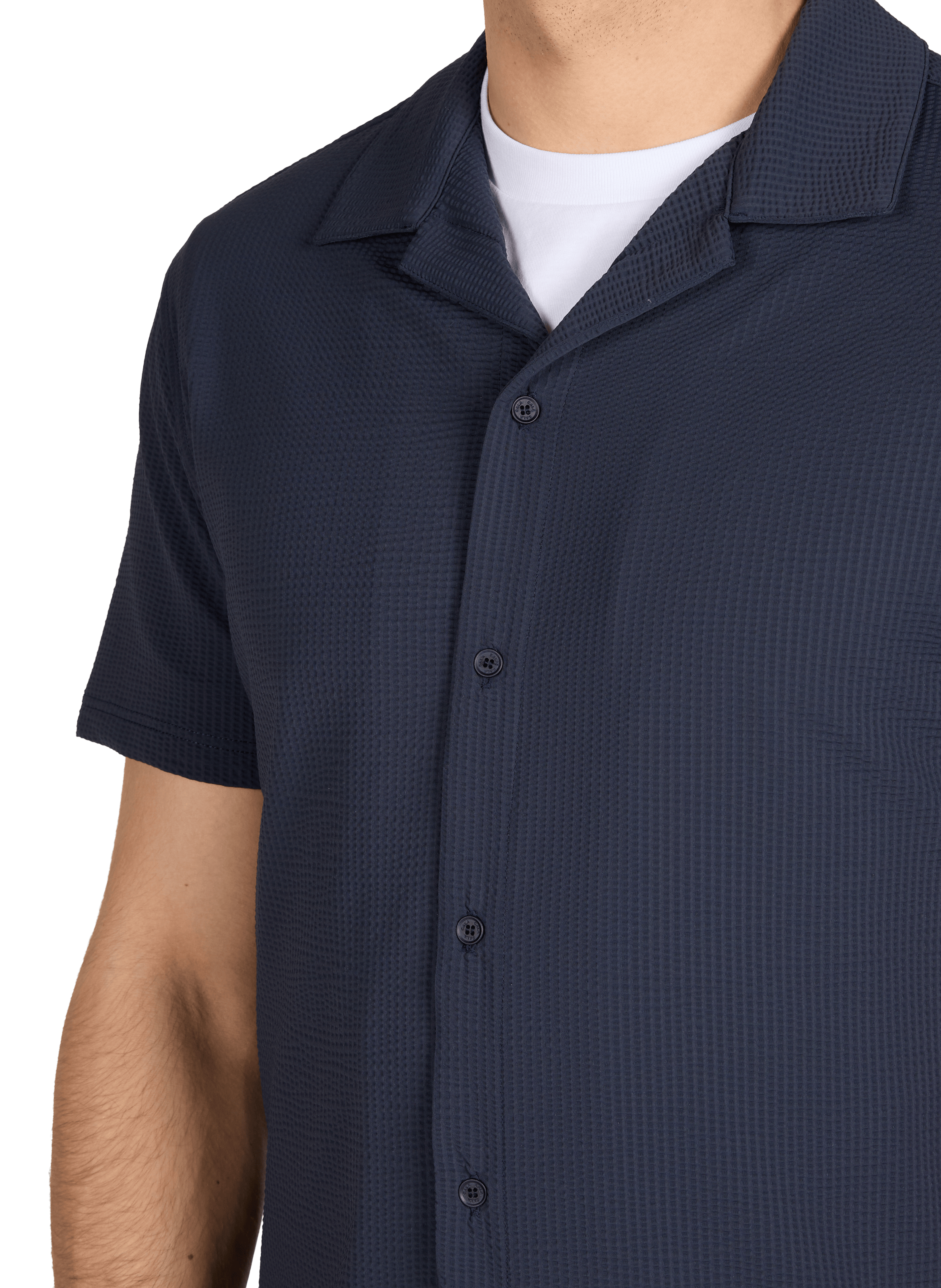 Chemise col tailleur à manches courtes 1789 CALA Bleu