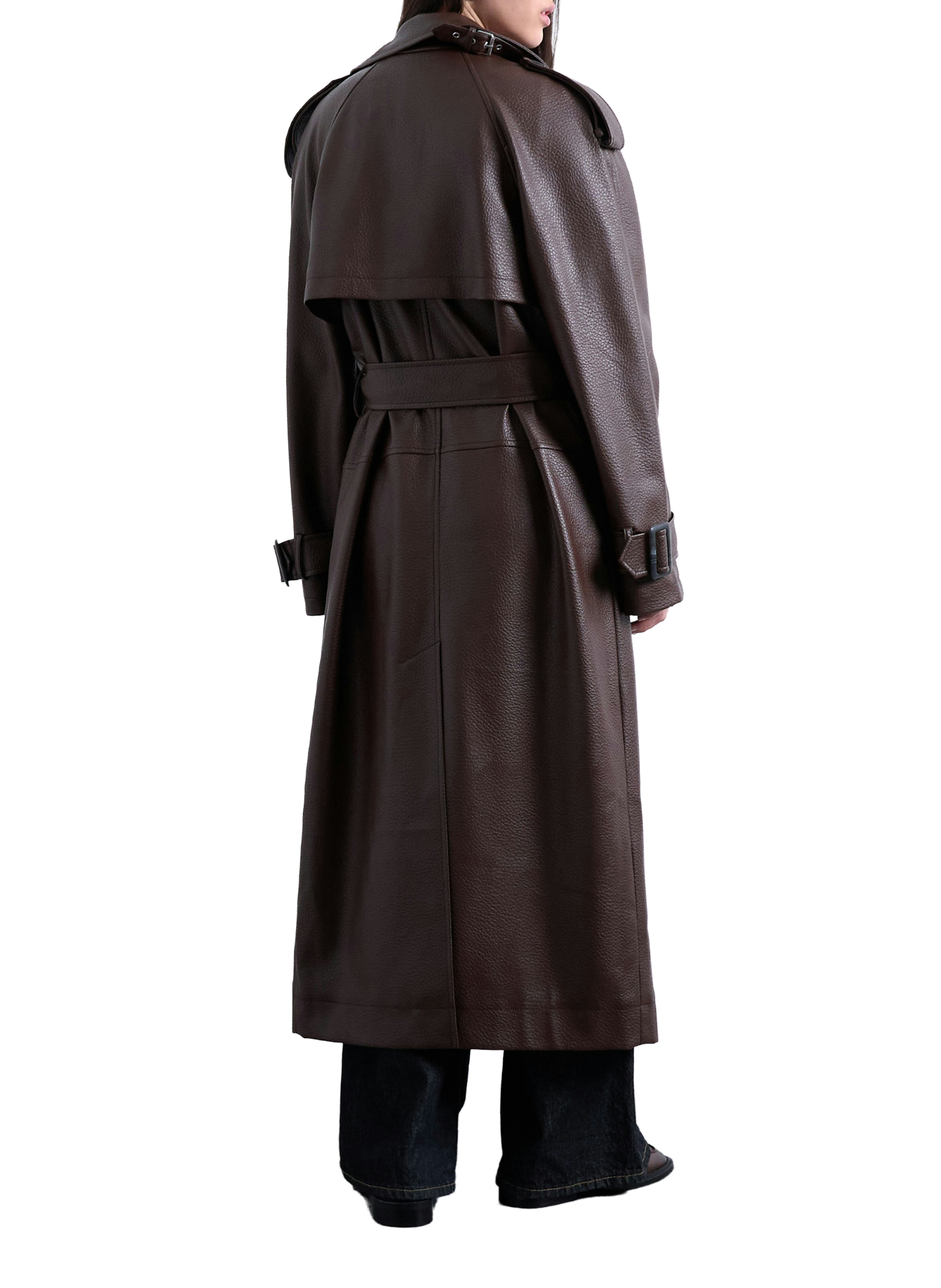 Grained straight trench coat TOPSHOP Brown