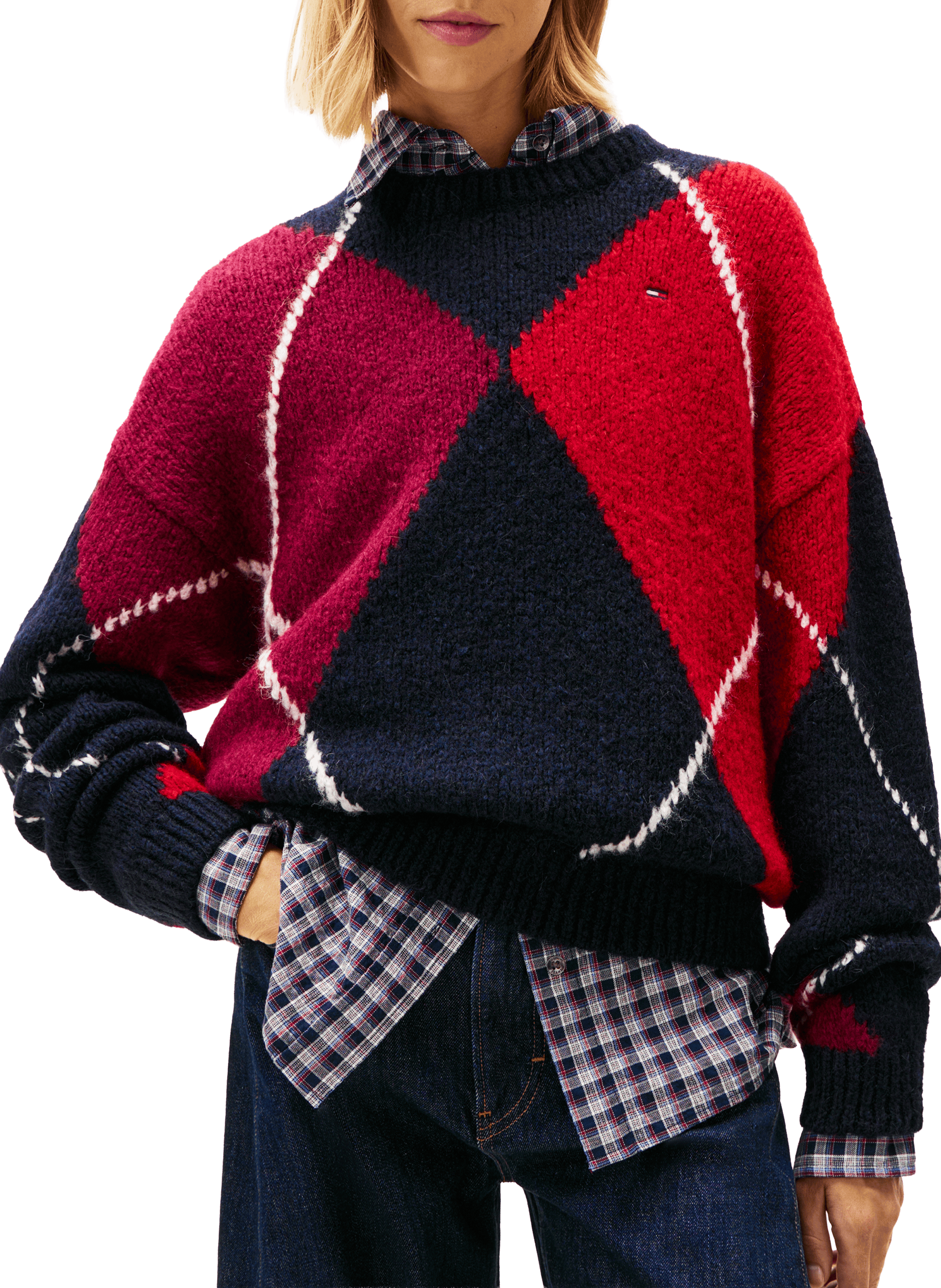 Pull imprimé à losanges TOMMY HILFIGER Bleu