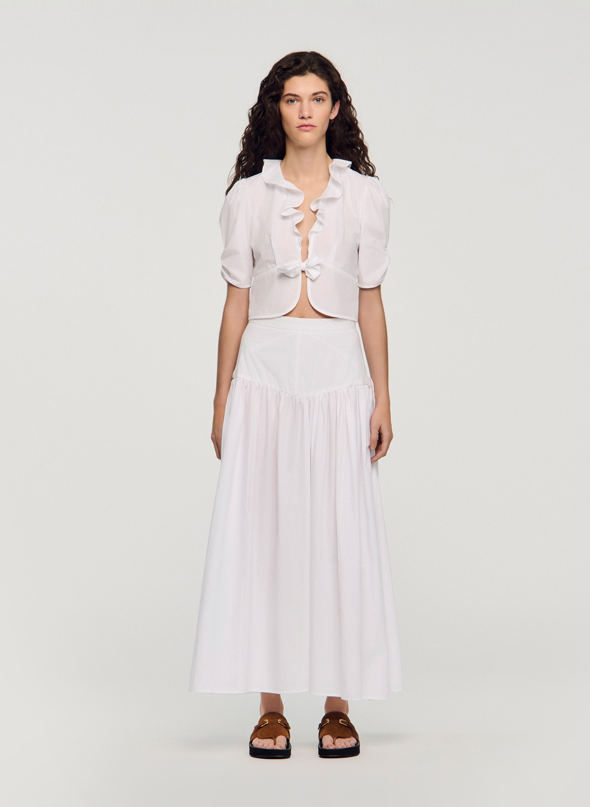 Top droit en coton SANDRO Blanc