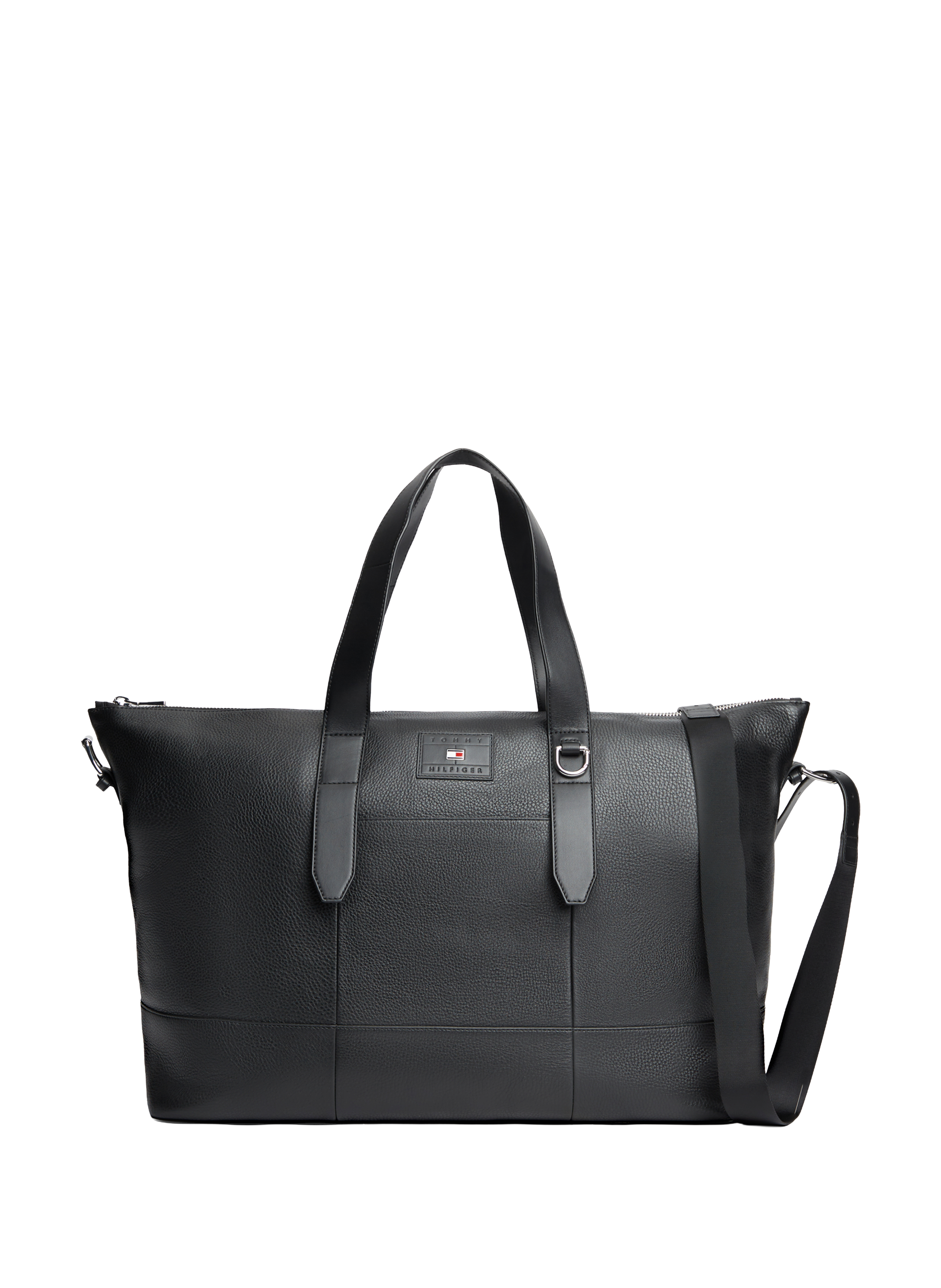 Leather weekend shoulder bag TOMMY HILFIGER Black
