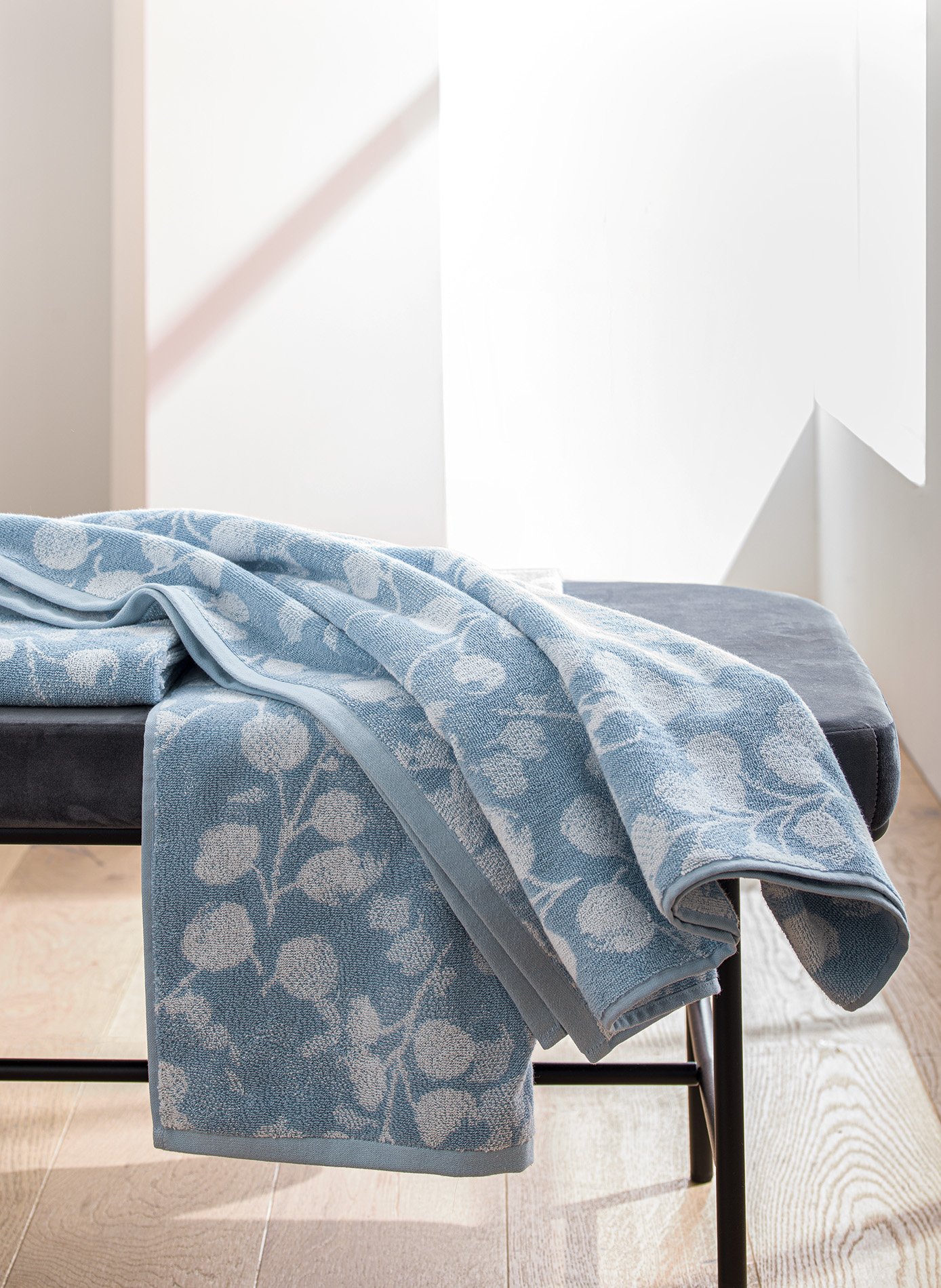 Drap de douche rosée bleu ANNE DE SOLENE Bleu