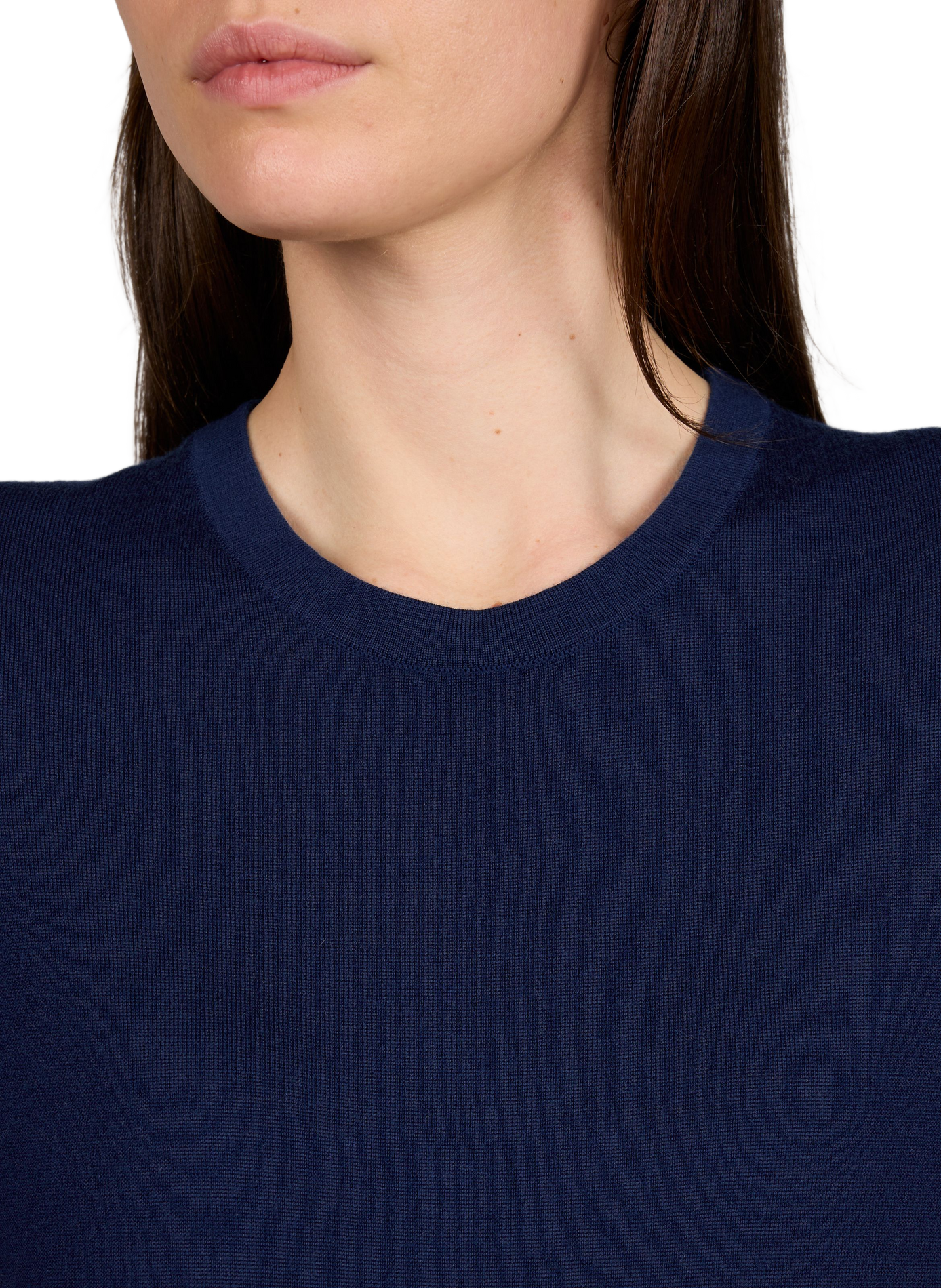 Pull col rond en laine mérinos AU PRINTEMPS PARIS Bleu