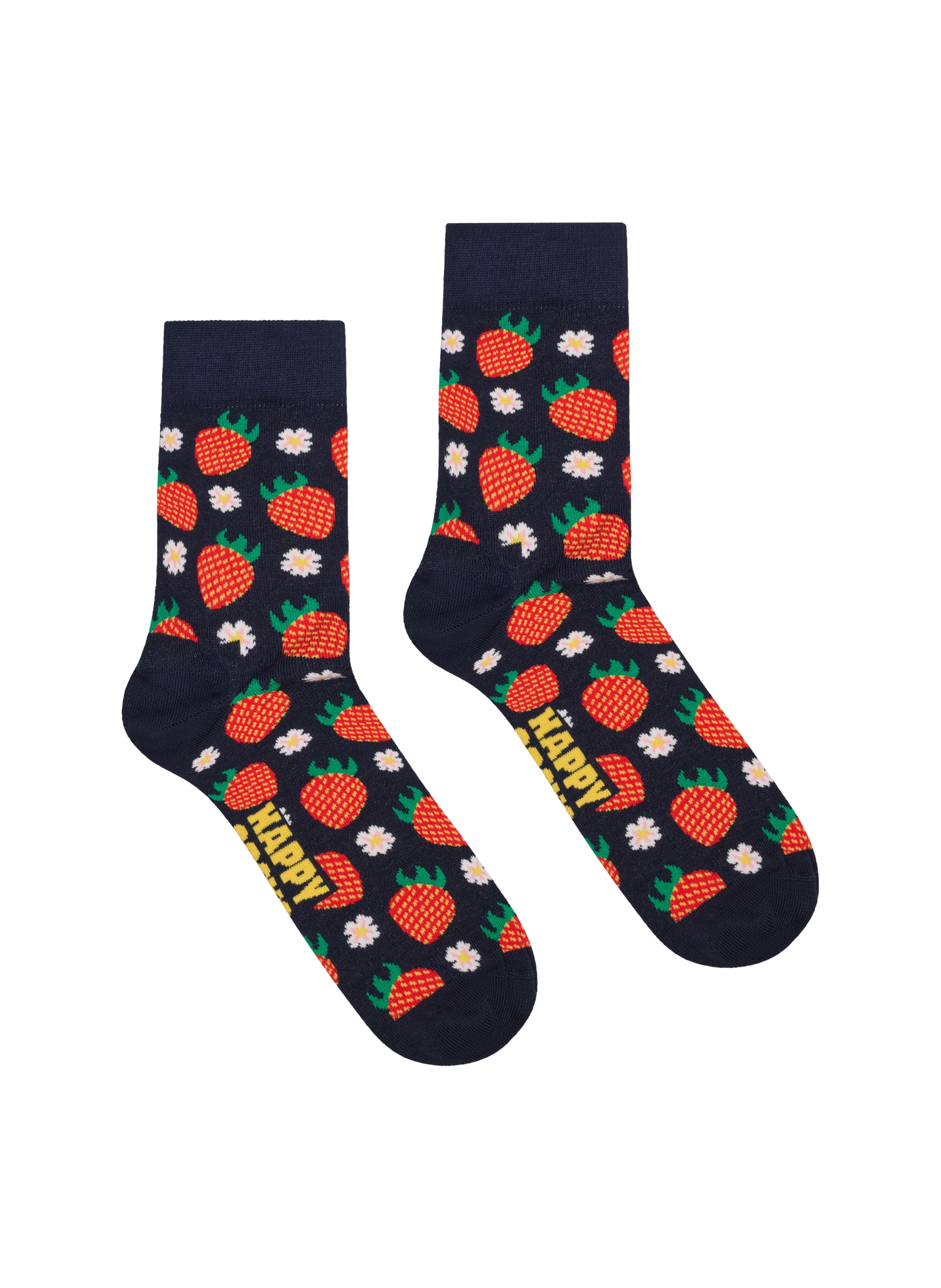 Chaussettes mi-hautes imprimé fraise en coton mélangé HAPPY SOCKS Bleu
