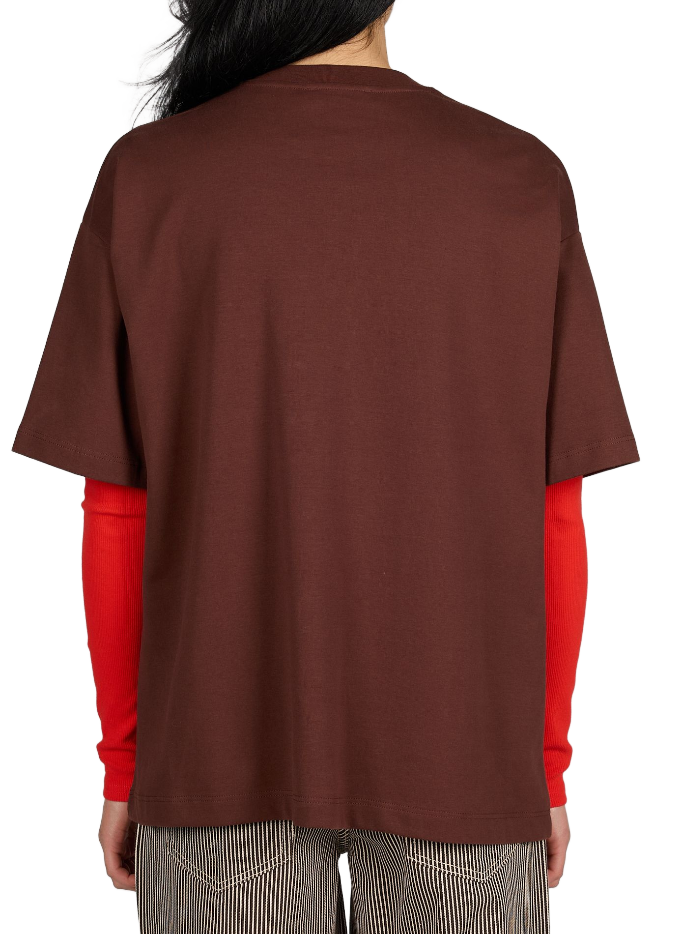 T-shirt uni col rond en coton mélangé TOPSHOP Marron