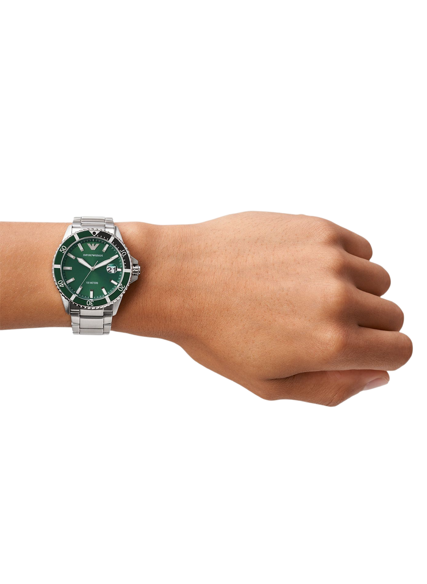 Montre quartz World Explorer en acier inoxydable ARMANI MONTRES Vert