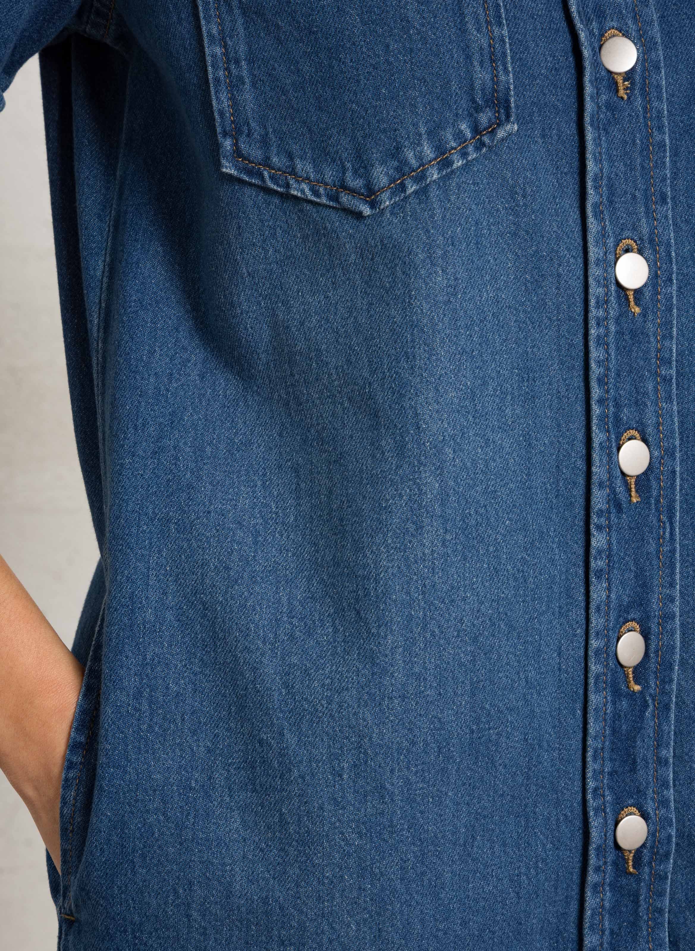 Robe courte boutonnée en jean betsy Bleu