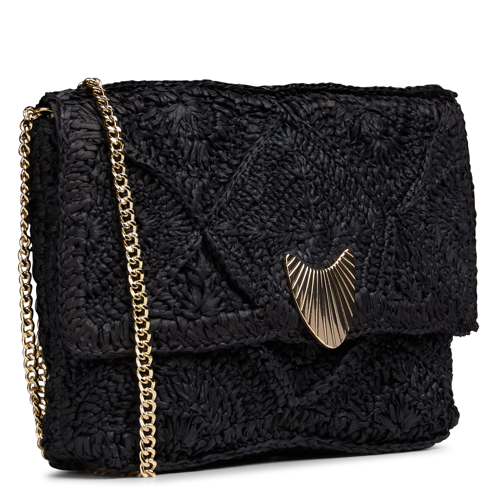Pochette en paille marlon MAISON 123 Noir