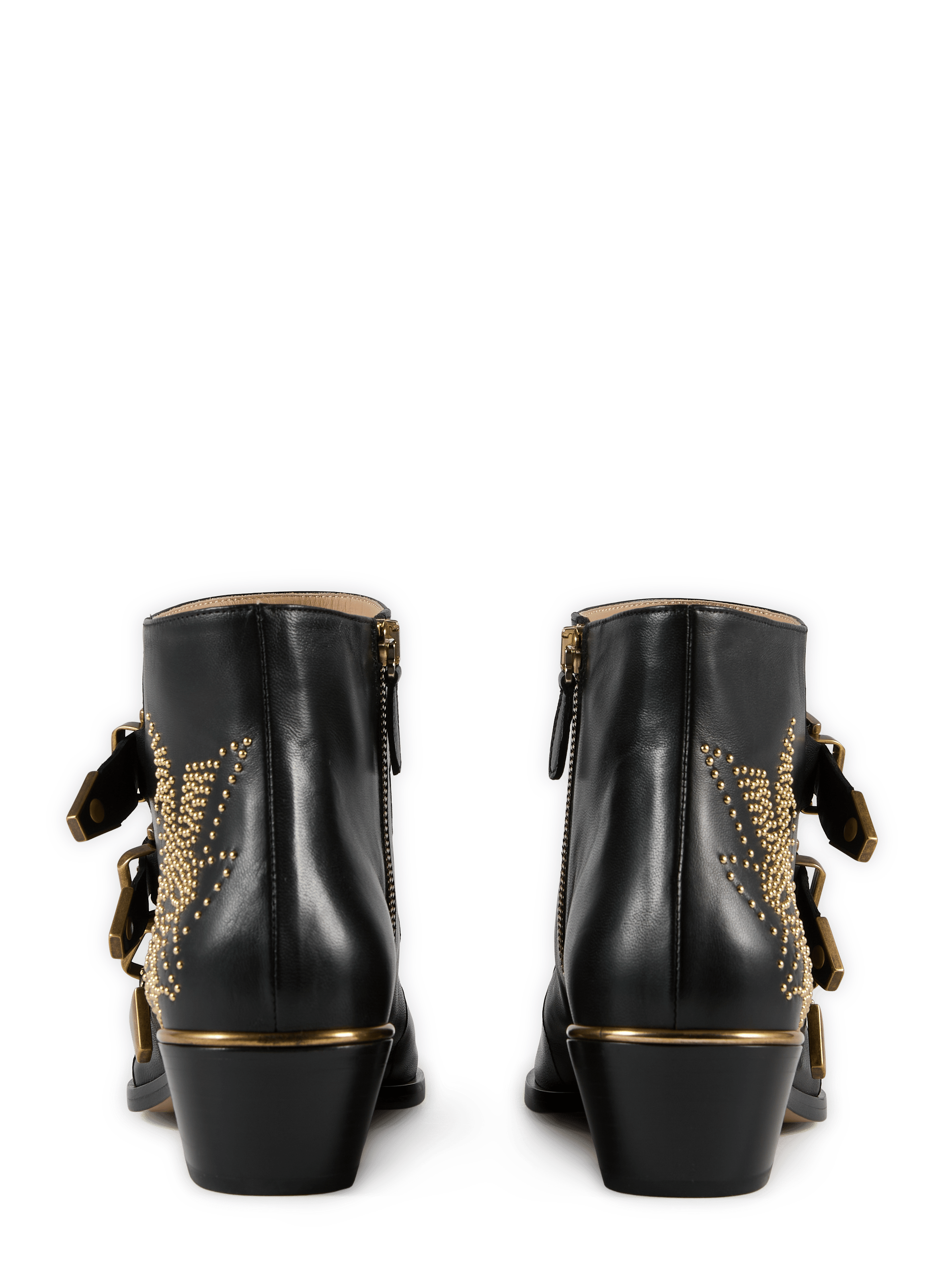 Silver leather ankle boots with silver rhinestones CHLOÉ Black