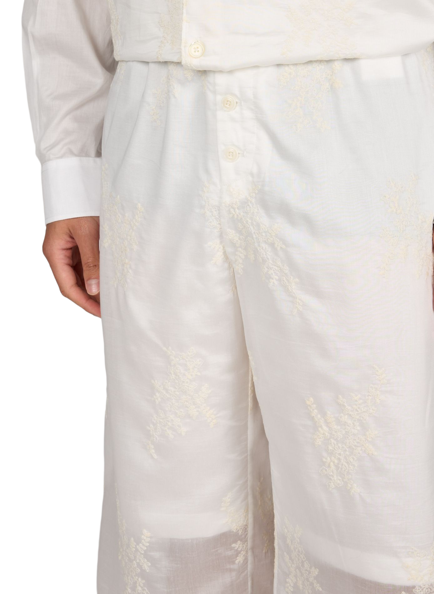 Ruffled Bermuda shorts with floral embroideries OUR LEGACY Beige