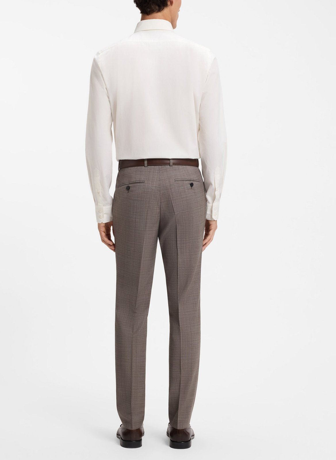 Chemise en coton col classique BOSS Beige