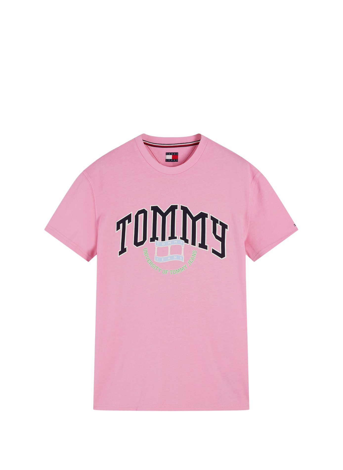 T-shirt droit à logo en coton TOMMY HILFIGER Rose