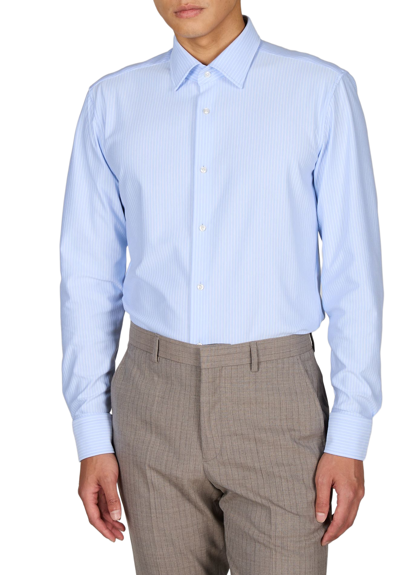 Chemise rayée à manches longues en coton mélangé BOSS Bleu