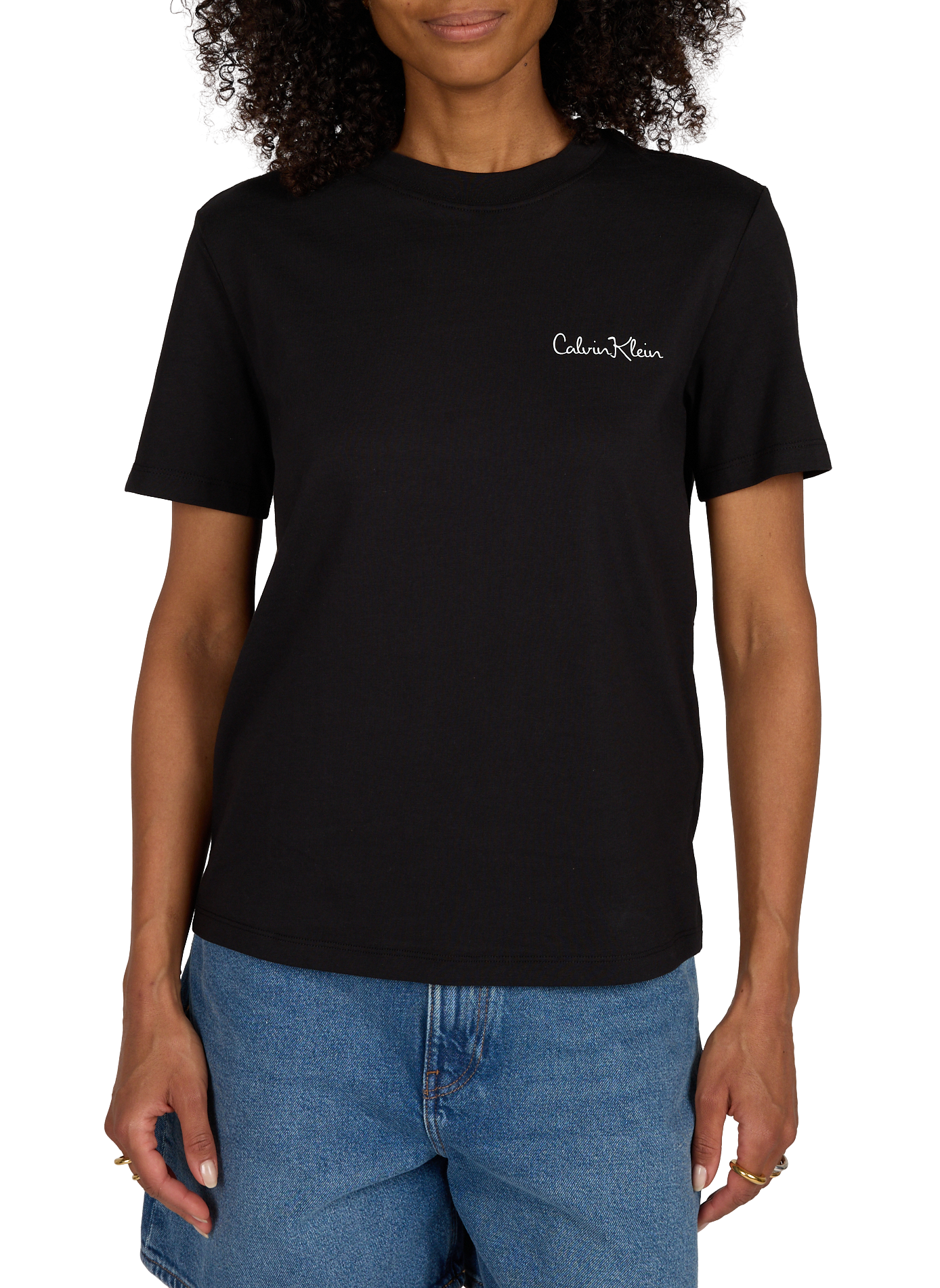 Einfarbiges Baumwoll-T-Shirt CALVIN KLEIN Schwarz