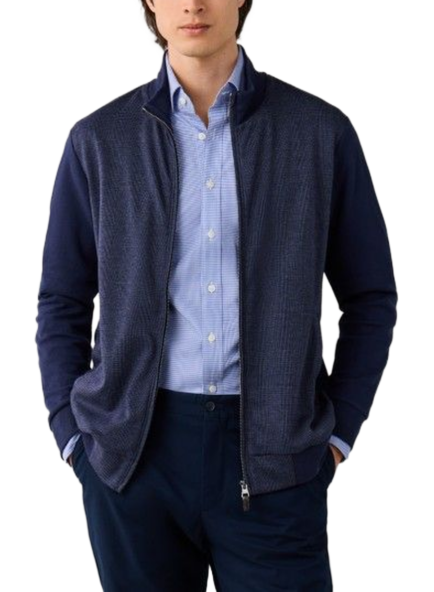 Cotton blend high-neck vest HACKETT Blue