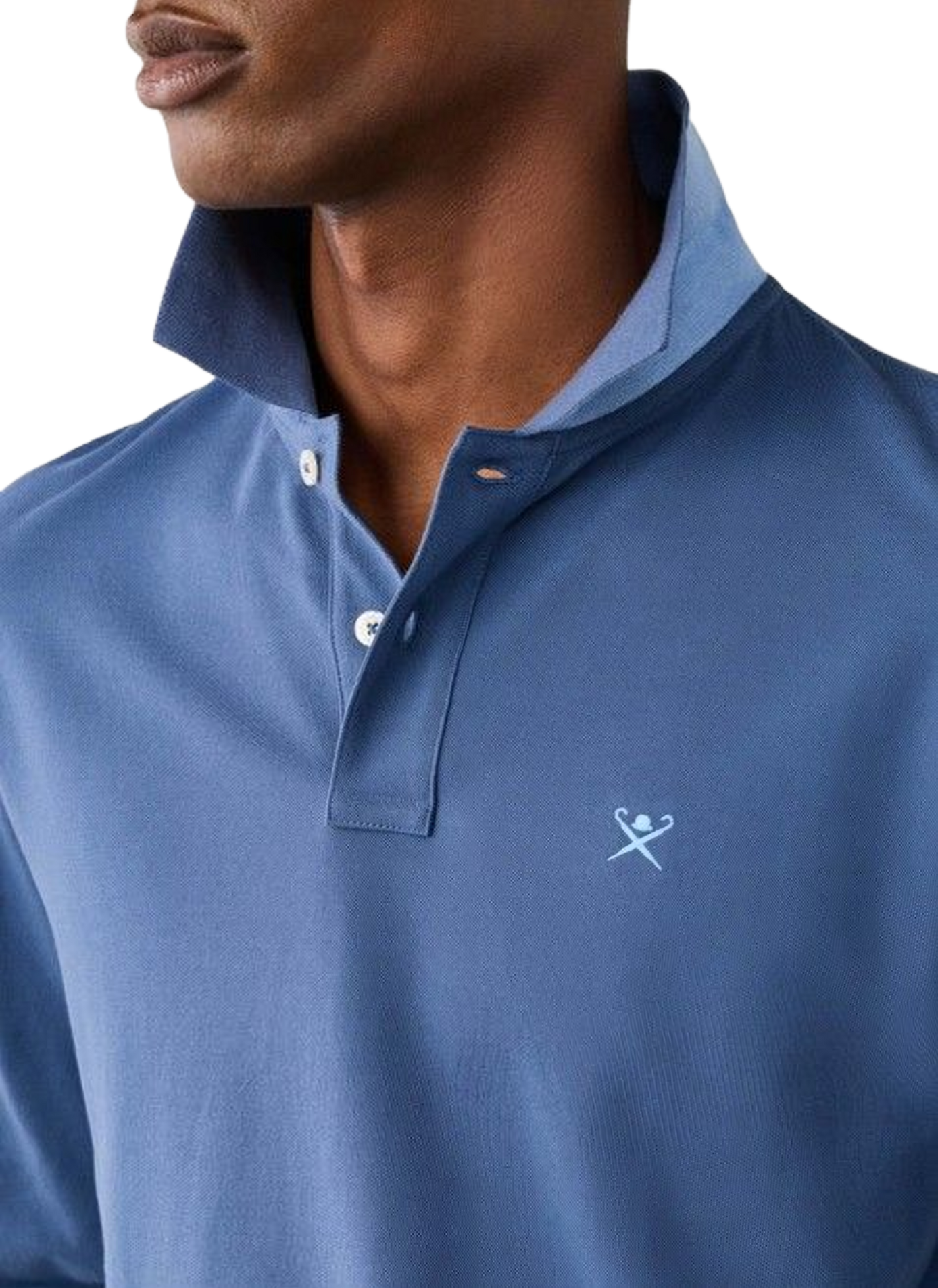 Langarm-Poloshirt aus Baumwollstrick HACKETT Blau