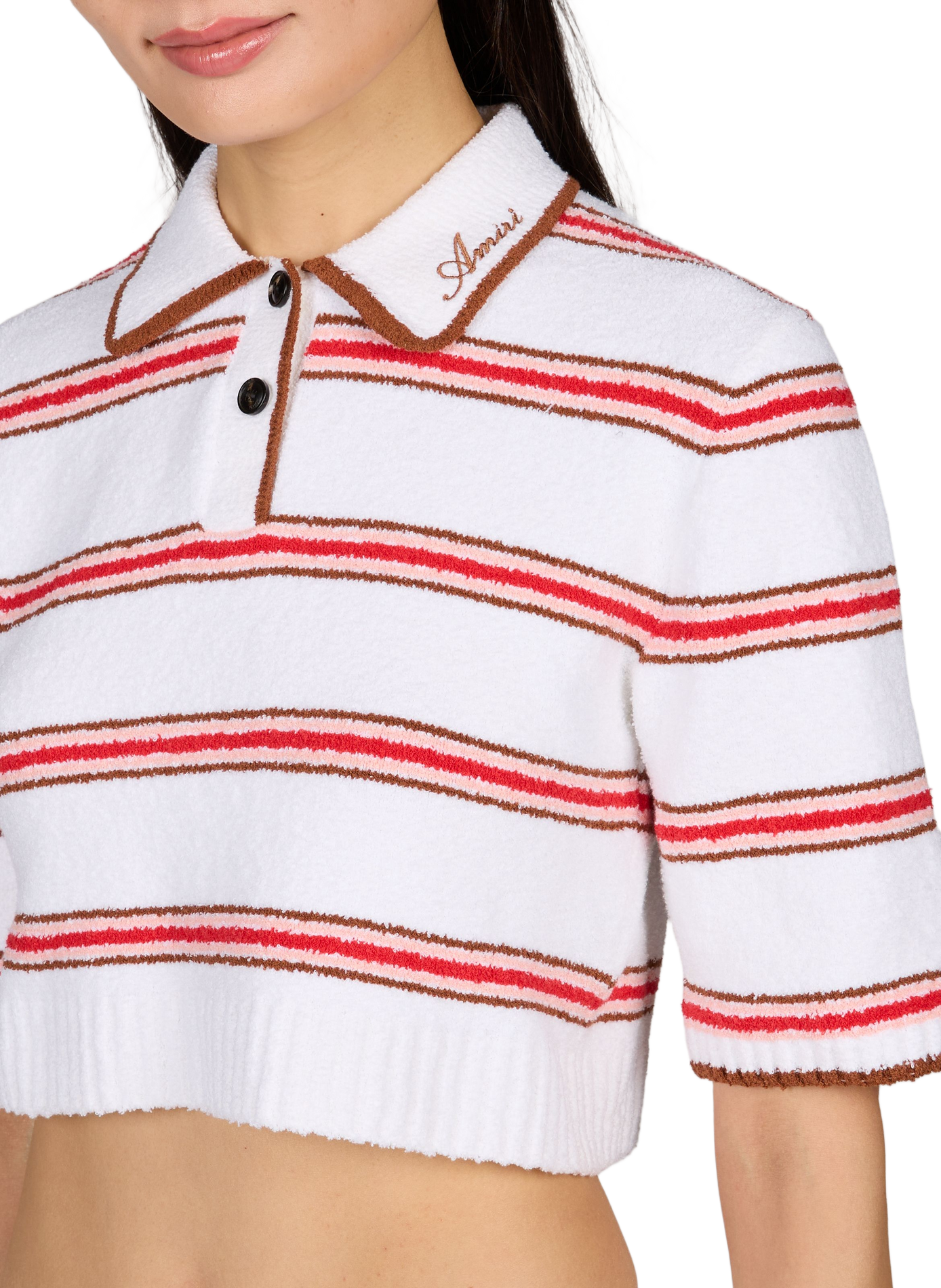 Polo with embroidered logo and striped in blended cotton AMIRI Orange