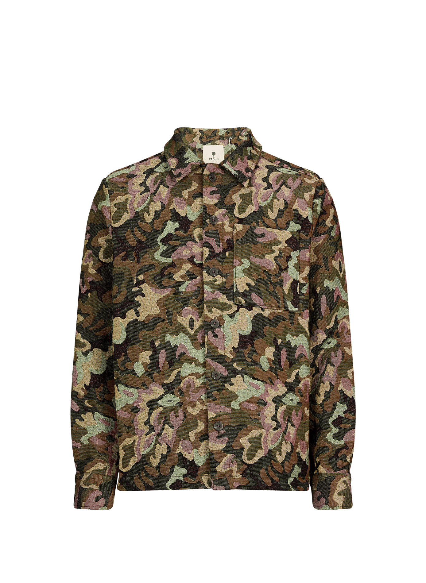 Straight classic collar printed overshirt FAGUO Green