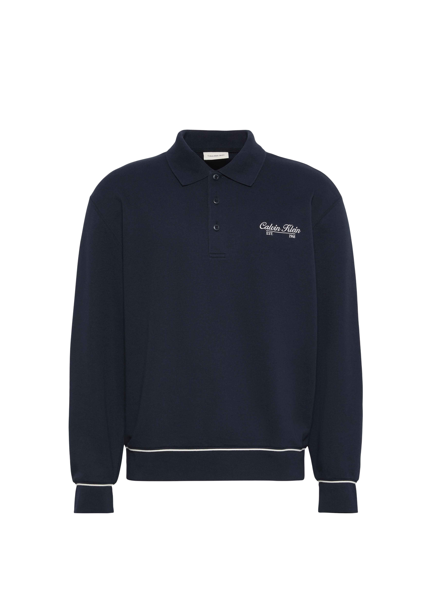 Sudadera recta con cuello polo de algodón mezclado CALVIN KLEIN Azul