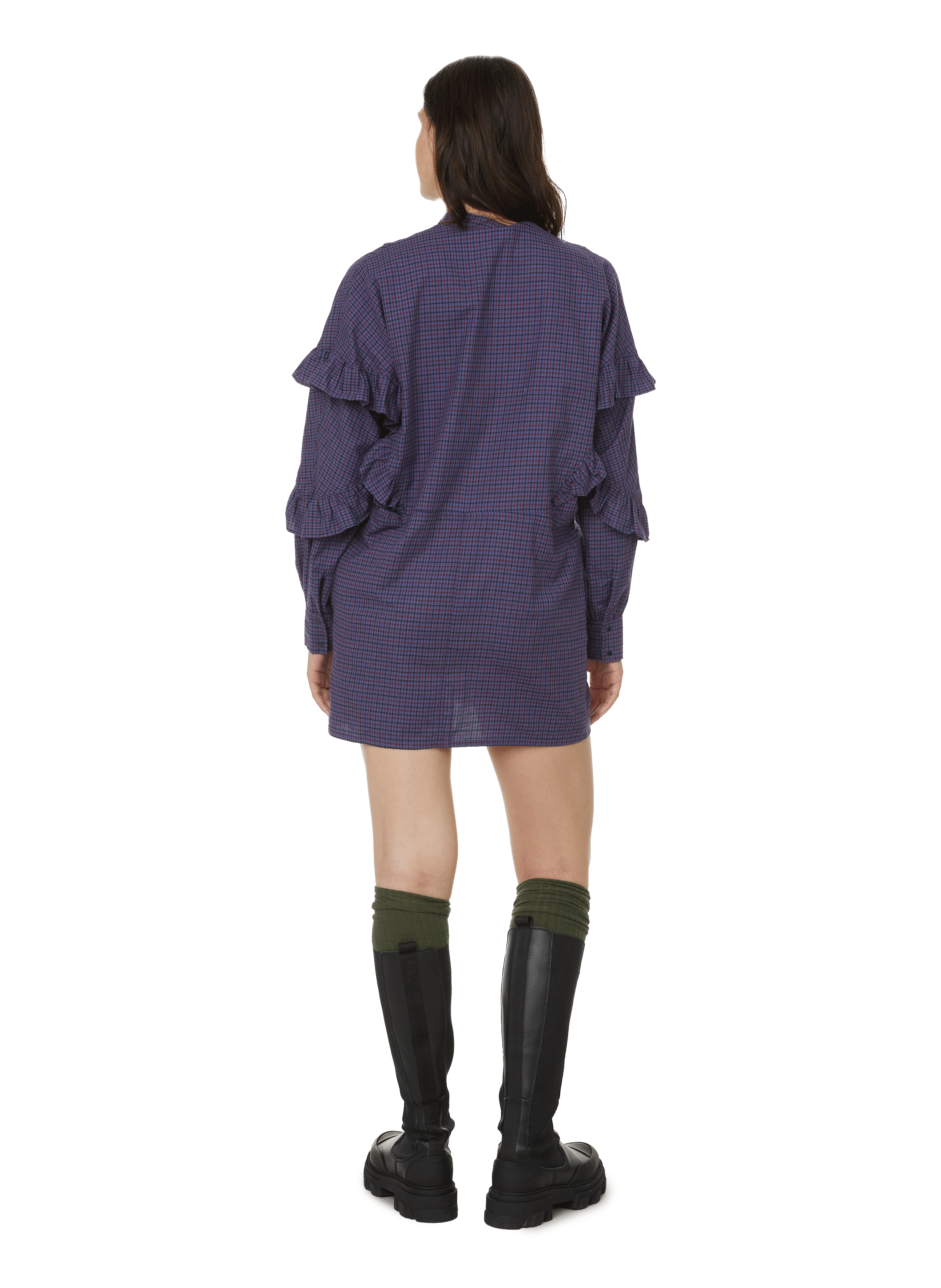 Robe Isaac à carreaux en flanelle de coton ROSEANNA Bleu