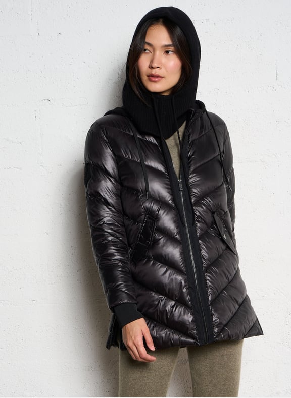 Doudoune col rond zippée à capuche Noir by IKKS IKKS Doudoune col rond zippée à capuche Noir
