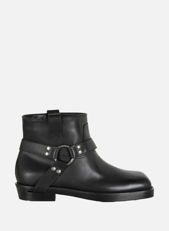 Bottines biker en cuir de veau Noir by BALMAIN BALMAIN Bottines biker en cuir de veau Noir