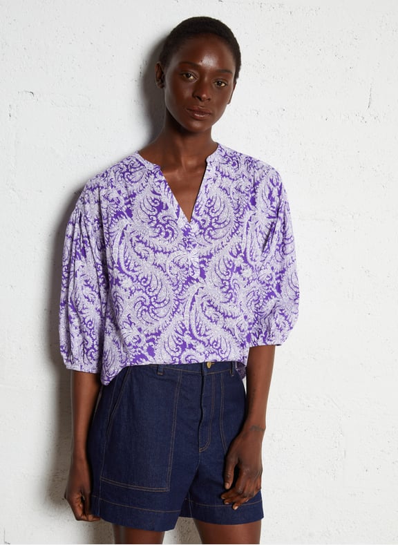 Top col tunisien imprimé paulo Violet by MAISON 123 MAISON 123 Top col tunisien imprimé paulo Violet