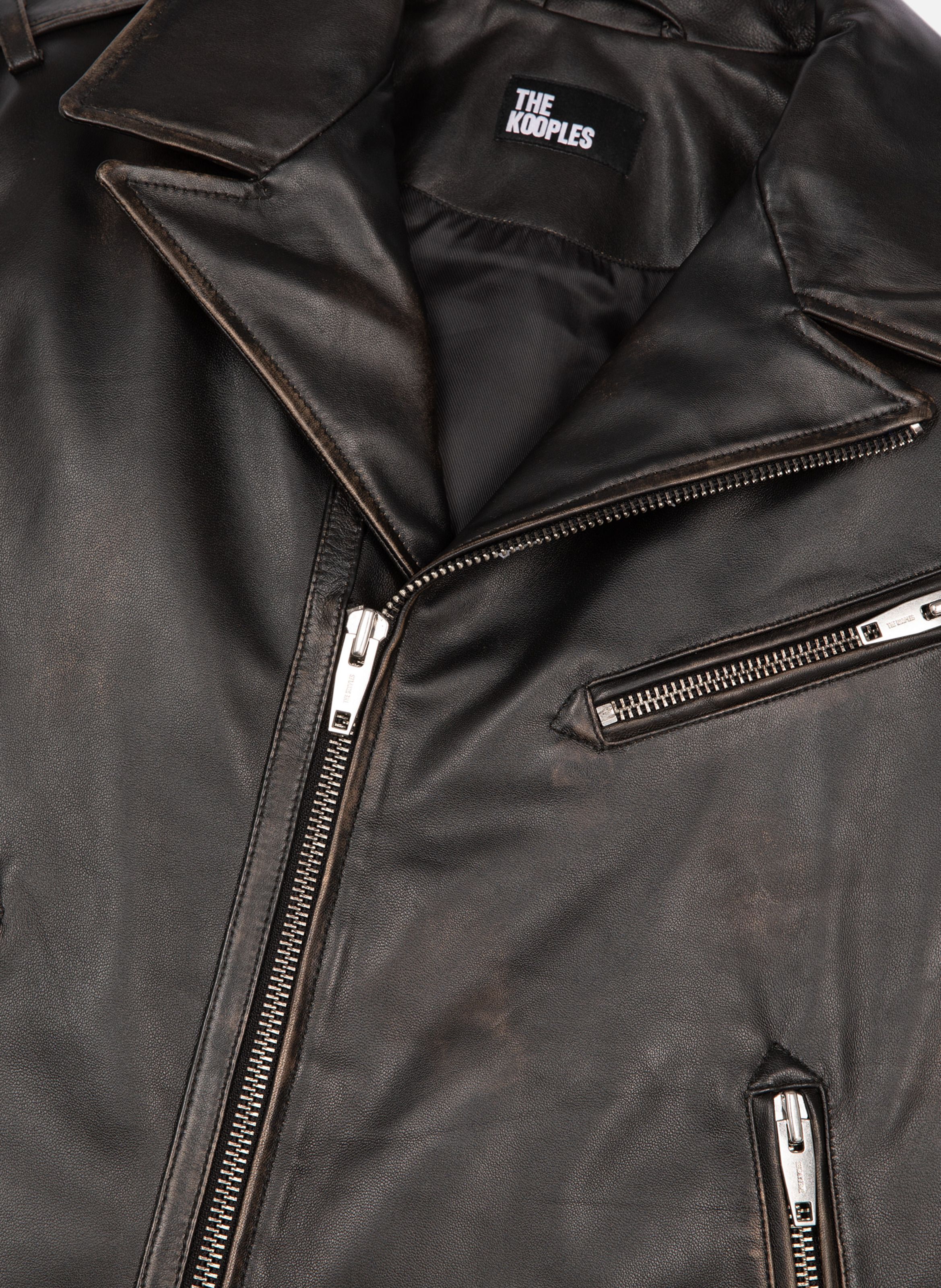 Blouson style biker en cuir THE KOOPLES Noir