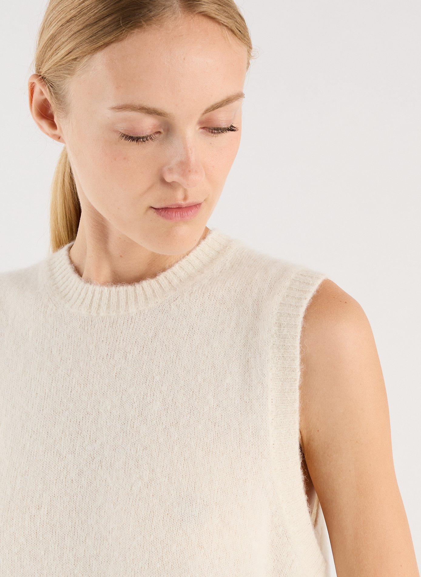 Pull sans manches en alpaga mélangé SAISON 1865 Beige