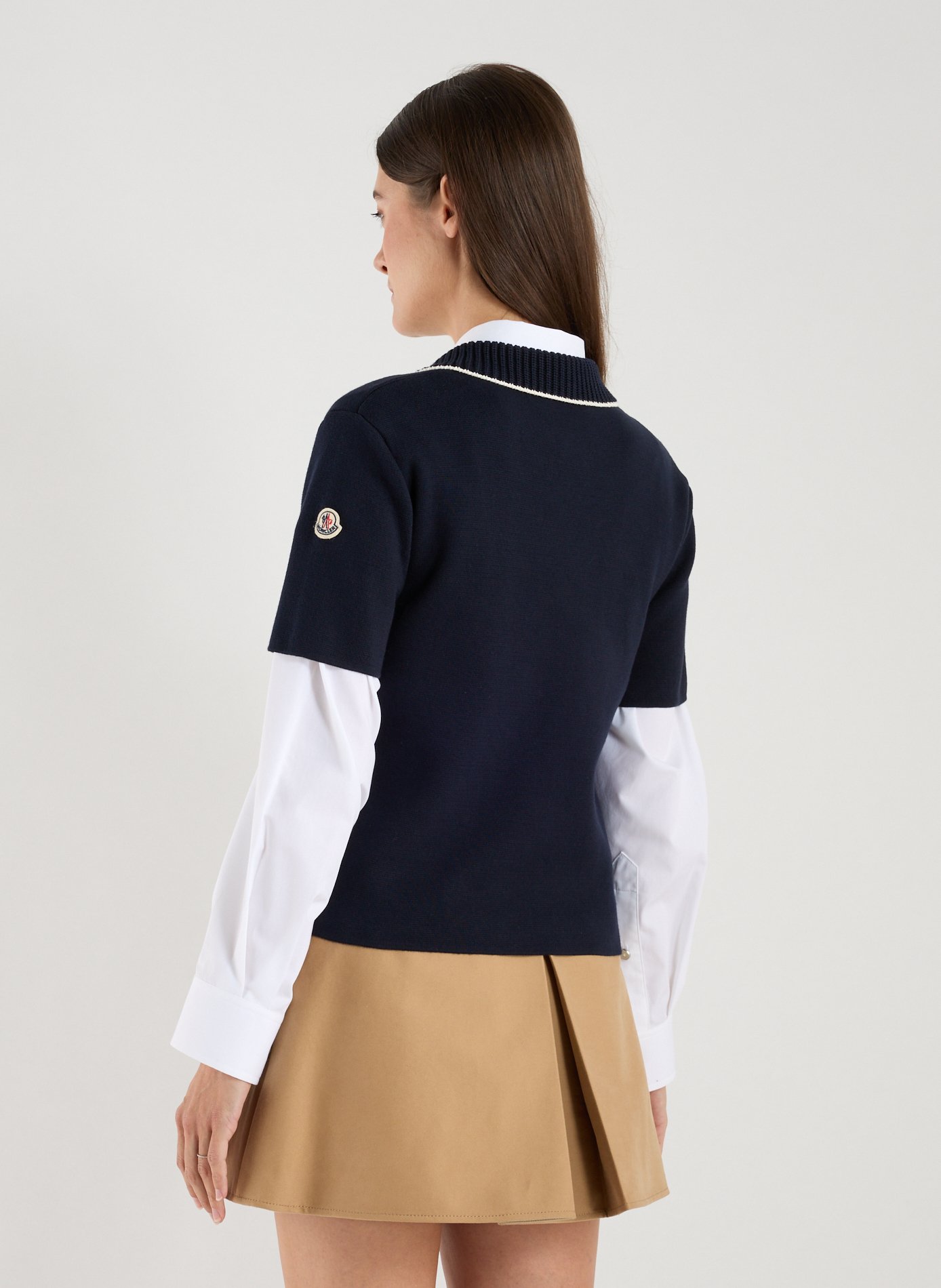 Cotton knit polo shirt MONCLER Blue