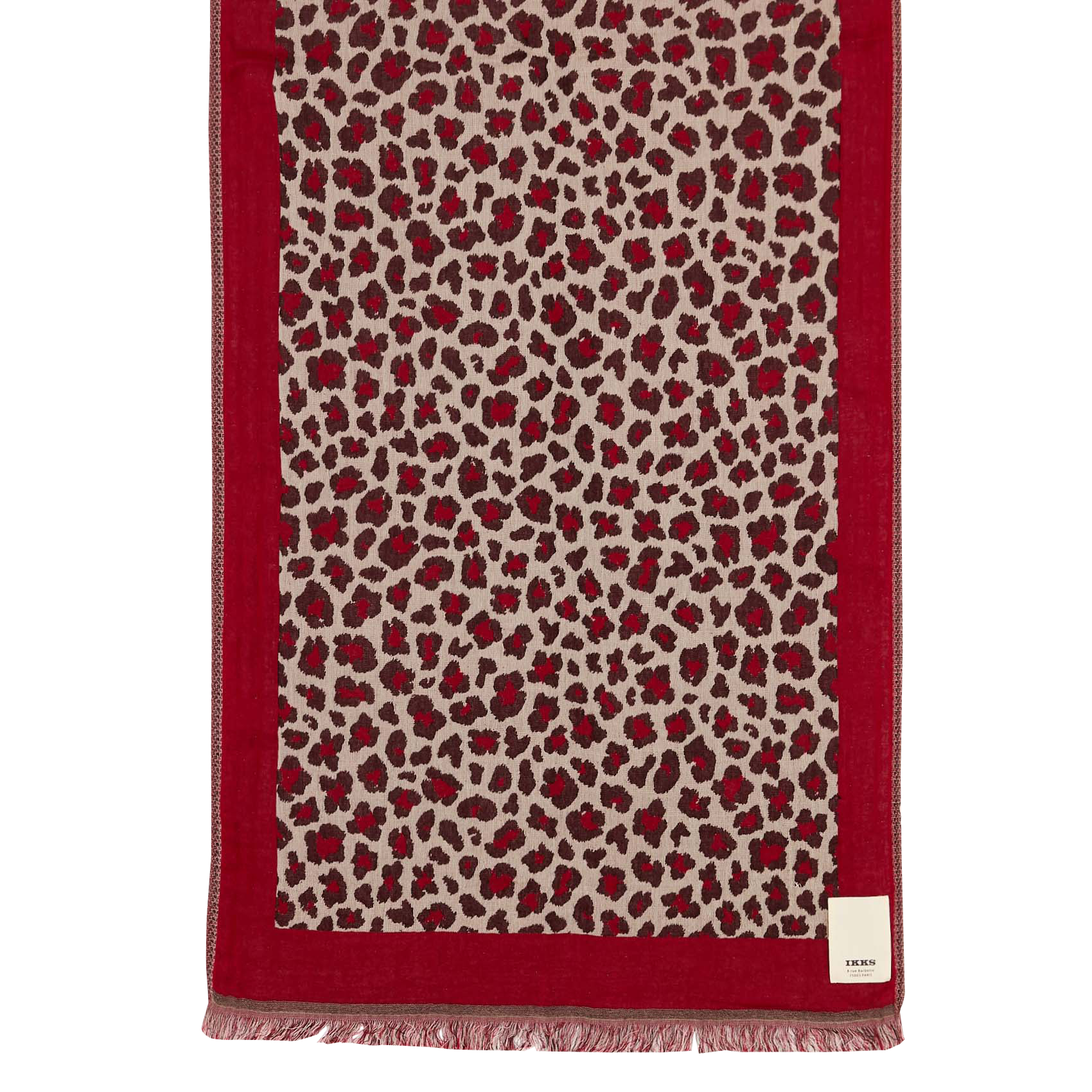 Foulard jacquard léopard en coton mélangé IKKS Rouge