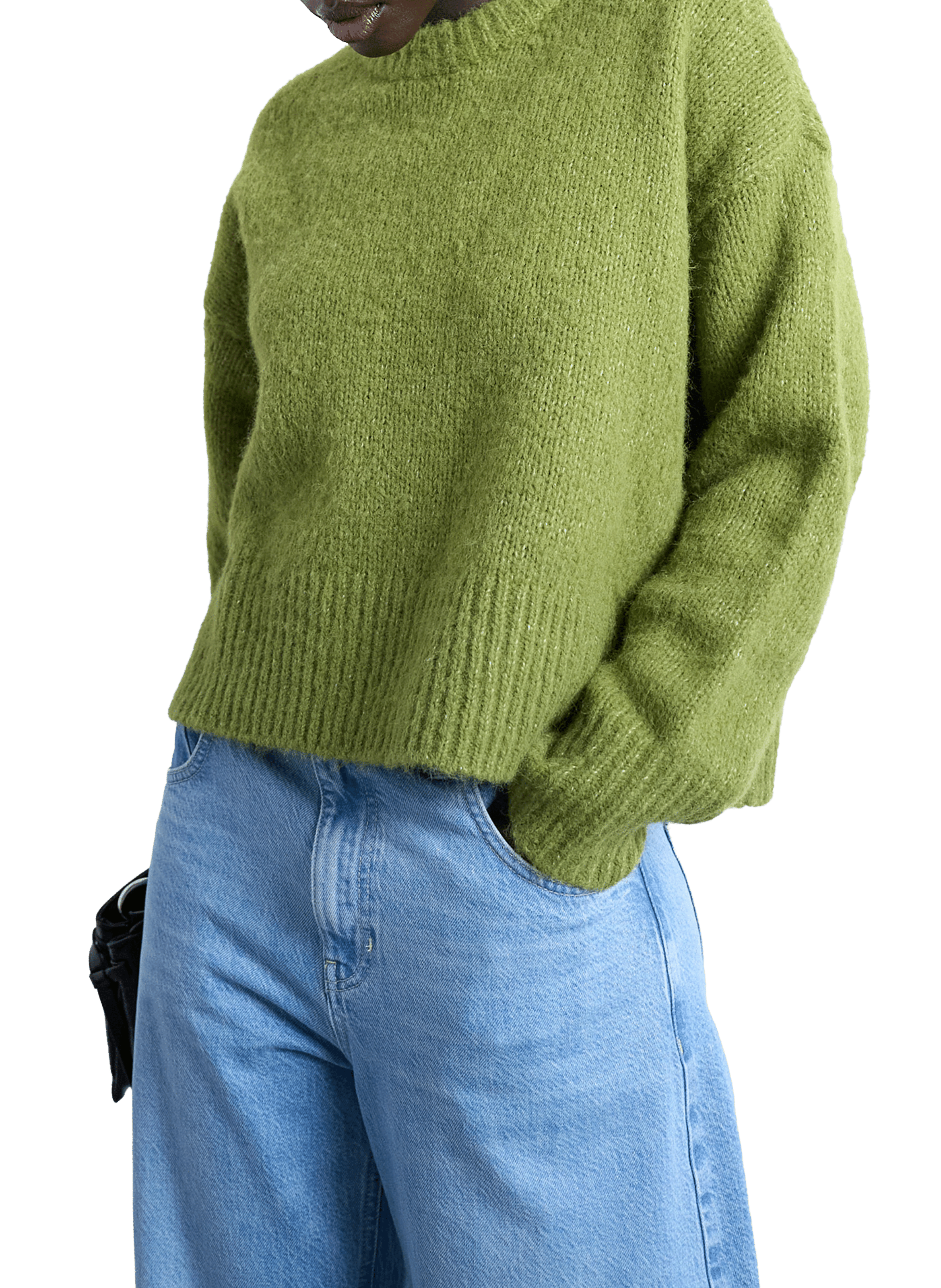 TOPSHOP Knitted round-neck jumper Green