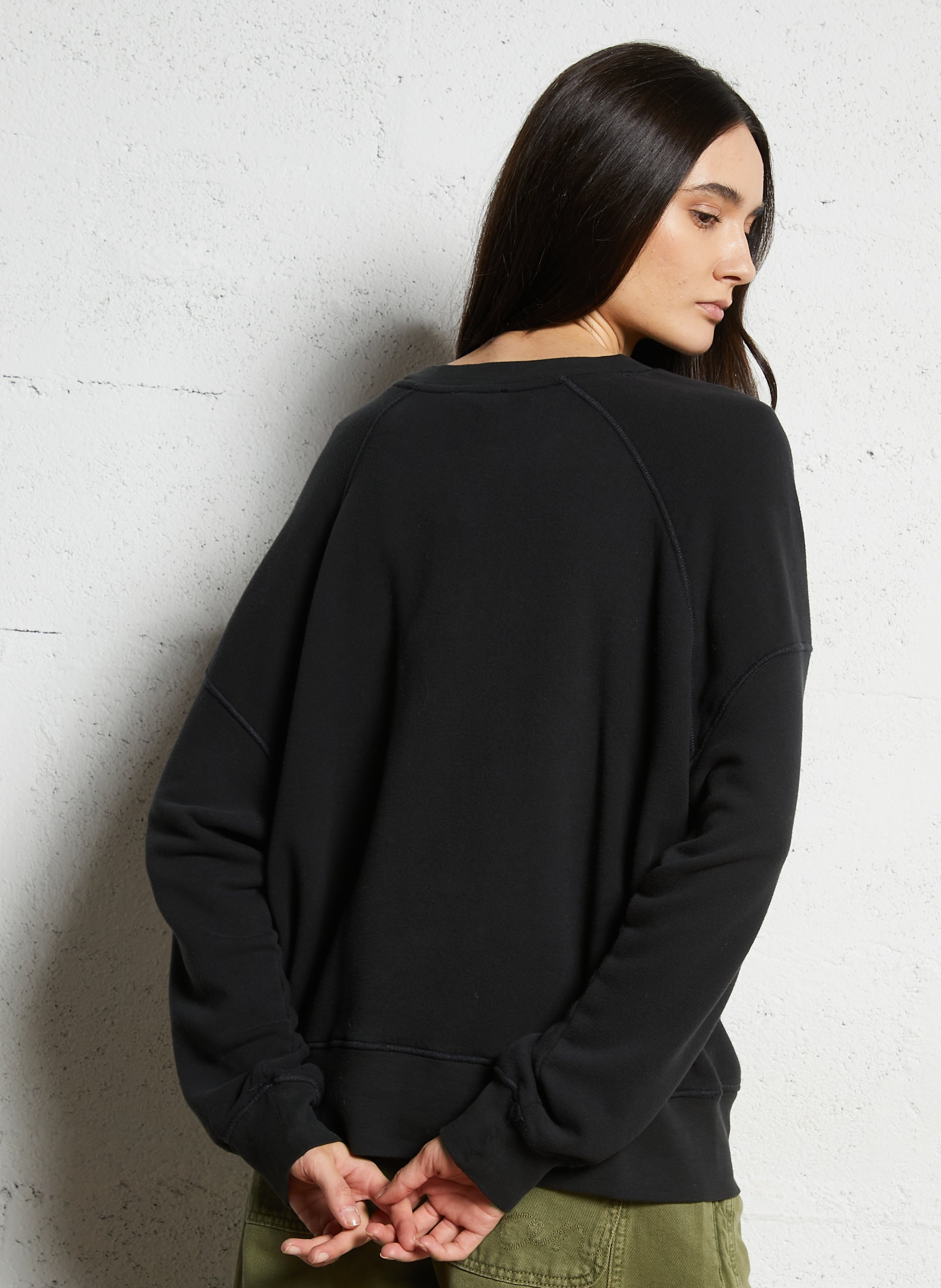 Sweat oversize col rond en coton mélangé atubay AMERICAN VINTAGE Noir