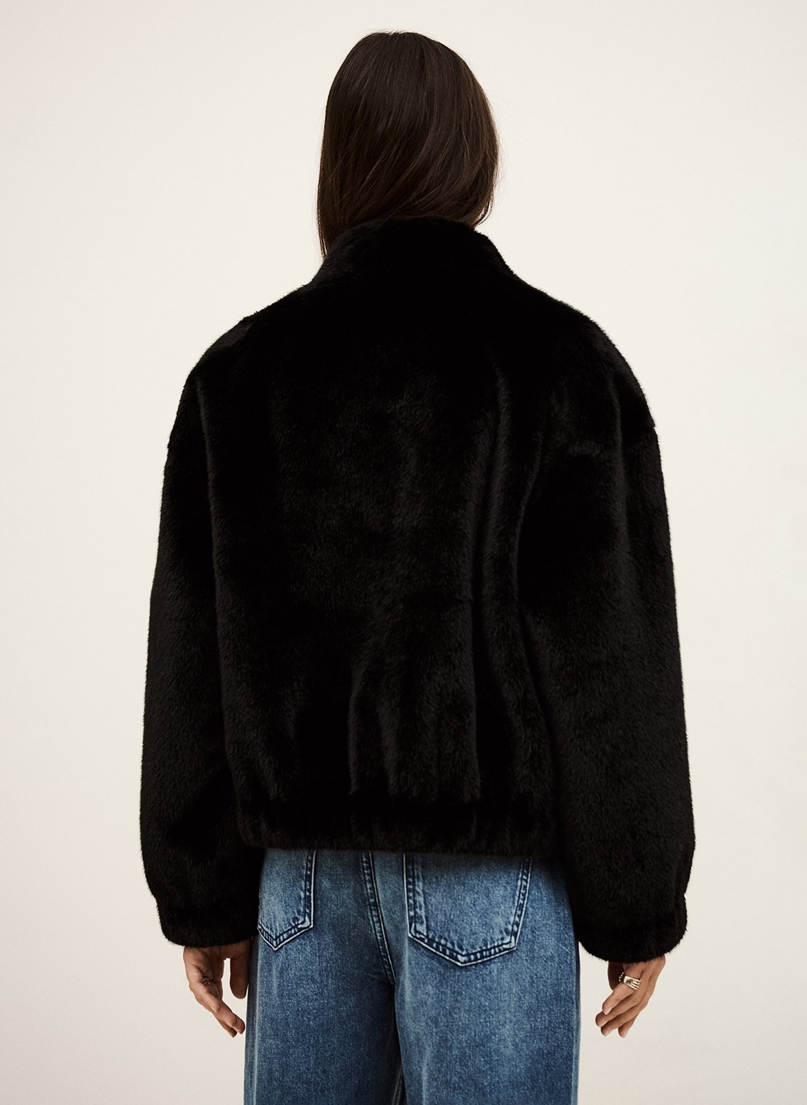 Manteau col montant effet fourrure paros BA&SH Noir