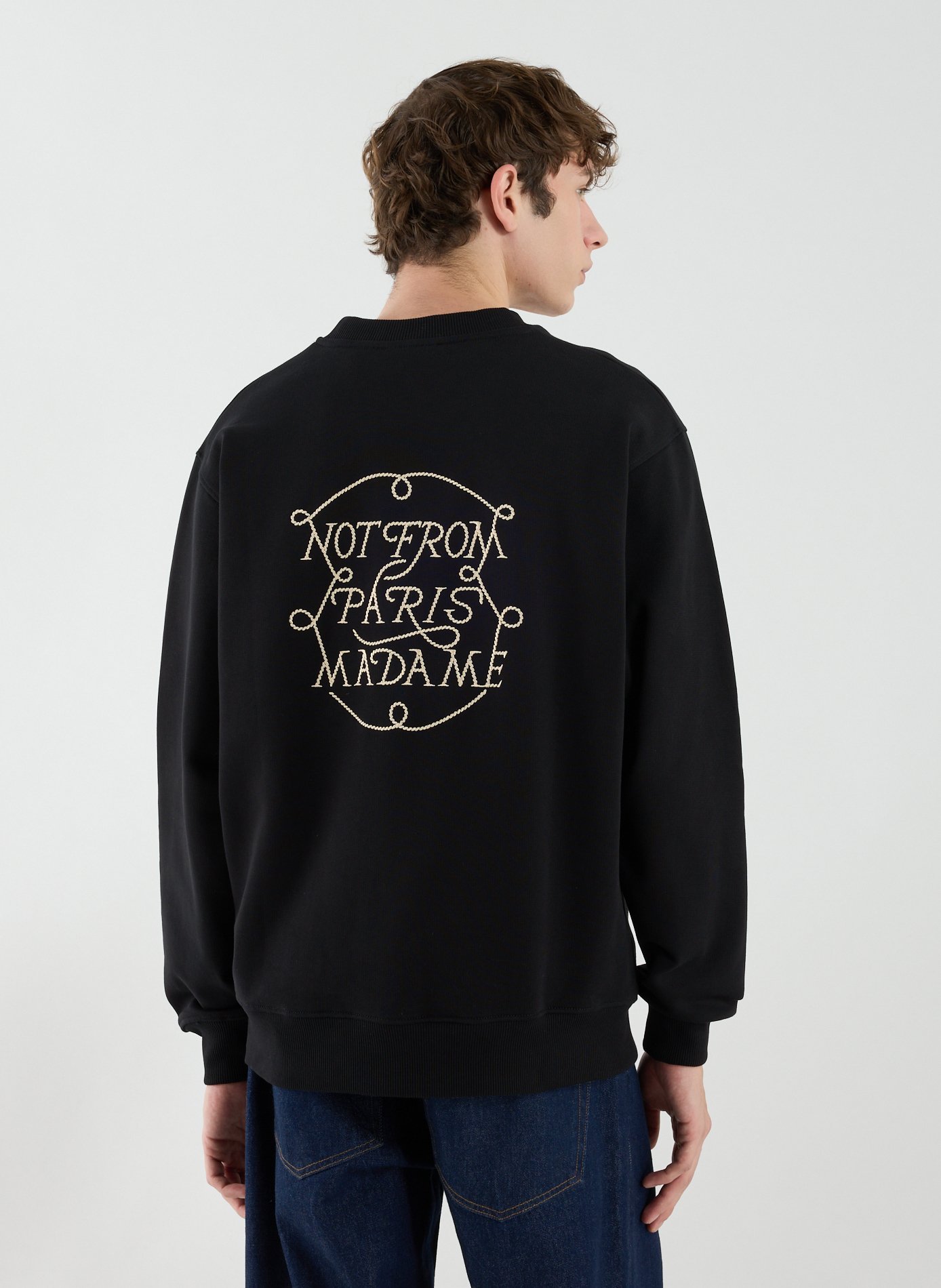 Pull ample brodé en coton DROLE DE MONSIEUR Noir