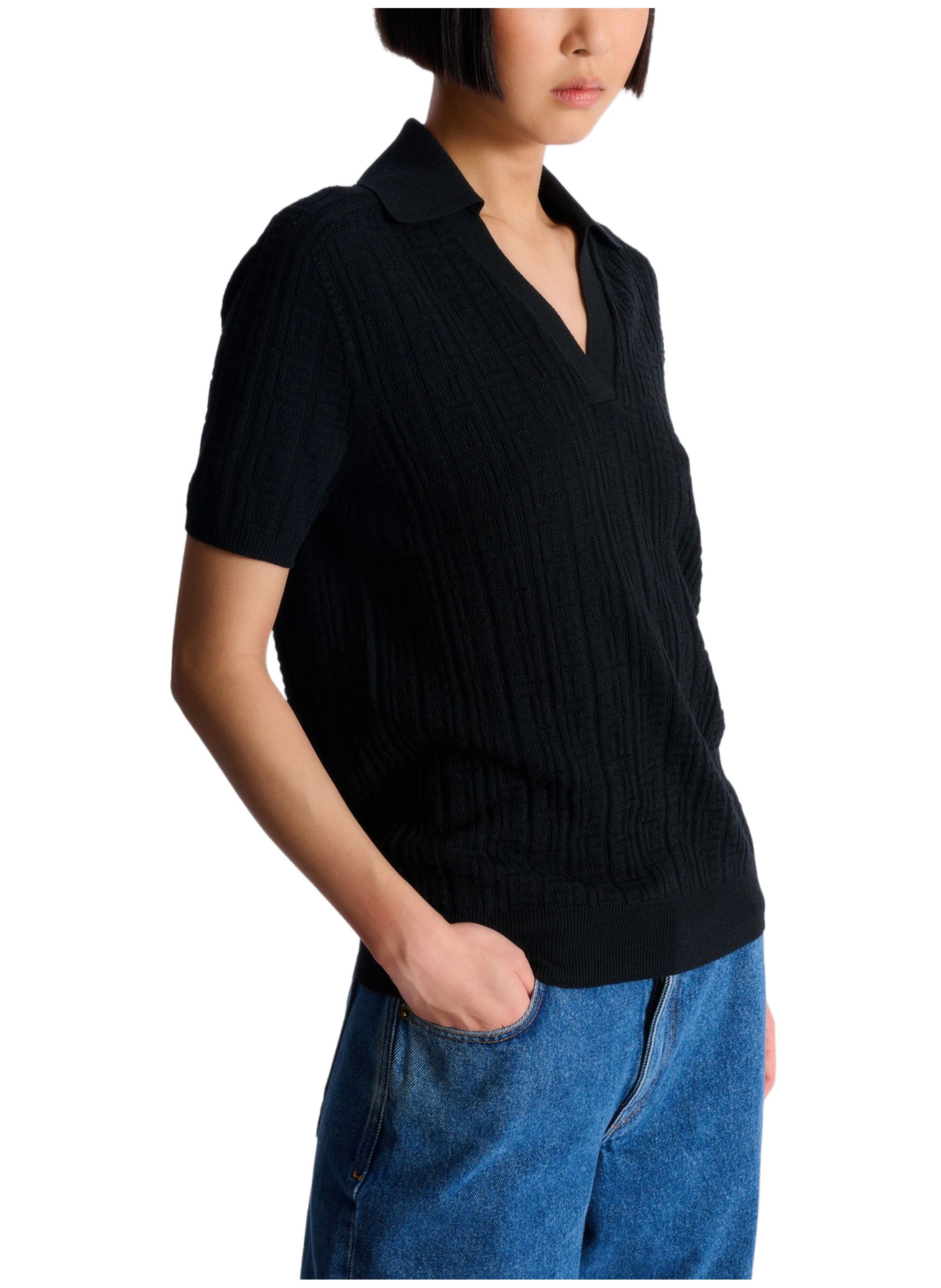 Polo en maille monogramme BALMAIN Noir